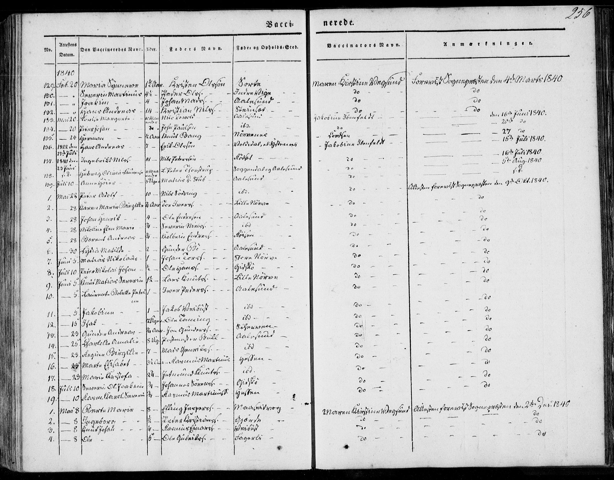 Ministerialprotokoller, klokkerbøker og fødselsregistre - Møre og Romsdal, AV/SAT-A-1454/528/L0396: Parish register (official) no. 528A07, 1839-1847, p. 256