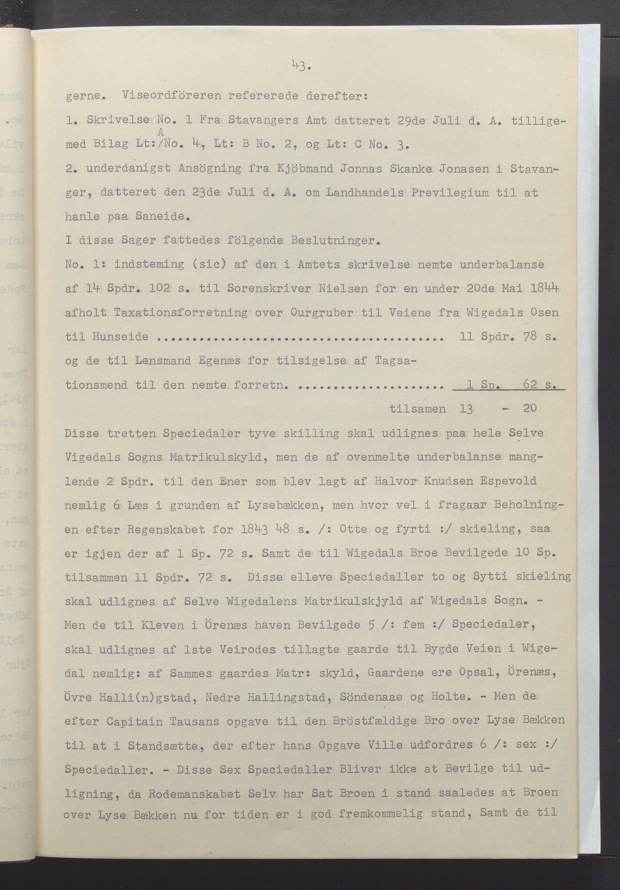 Vikedal kommune - Formannskapet, IKAR/K-100598/A/Ac/L0001: Avskrift av møtebok, 1837-1874, p. 43