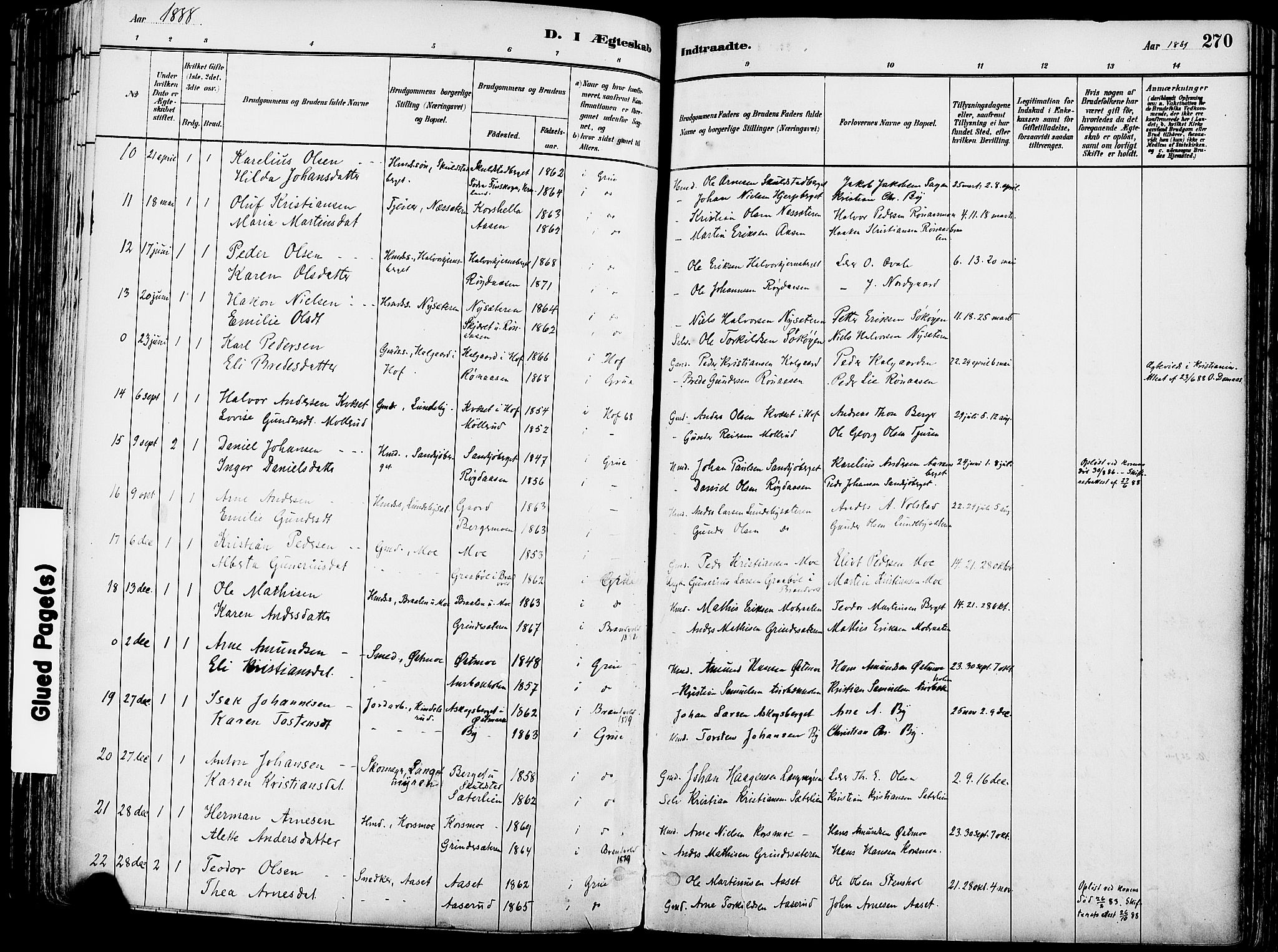 Grue prestekontor, SAH/PREST-036/H/Ha/Haa/L0012: Parish register (official) no. 12, 1881-1897, p. 270