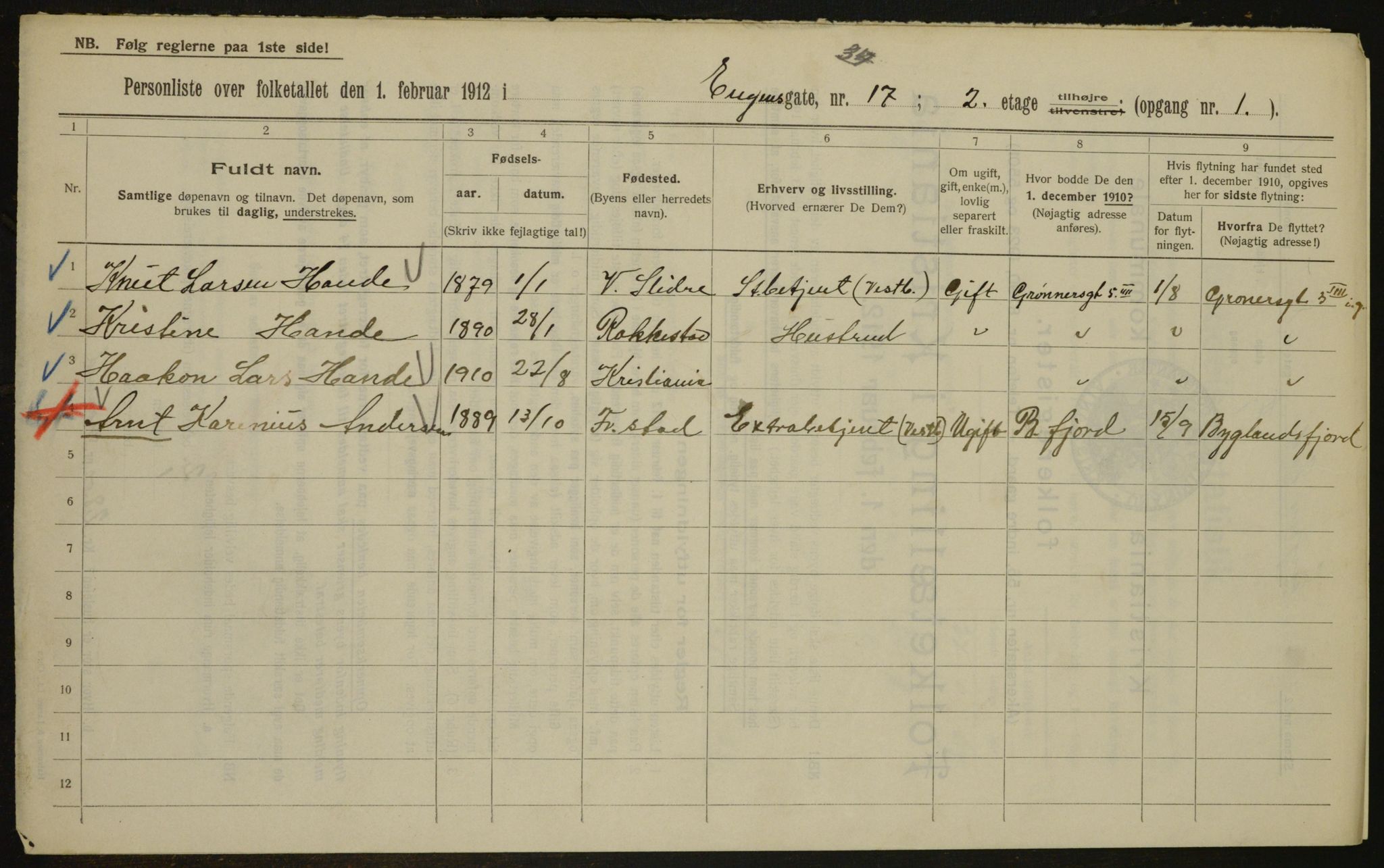 OBA, Municipal Census 1912 for Kristiania, 1912, p. 21882