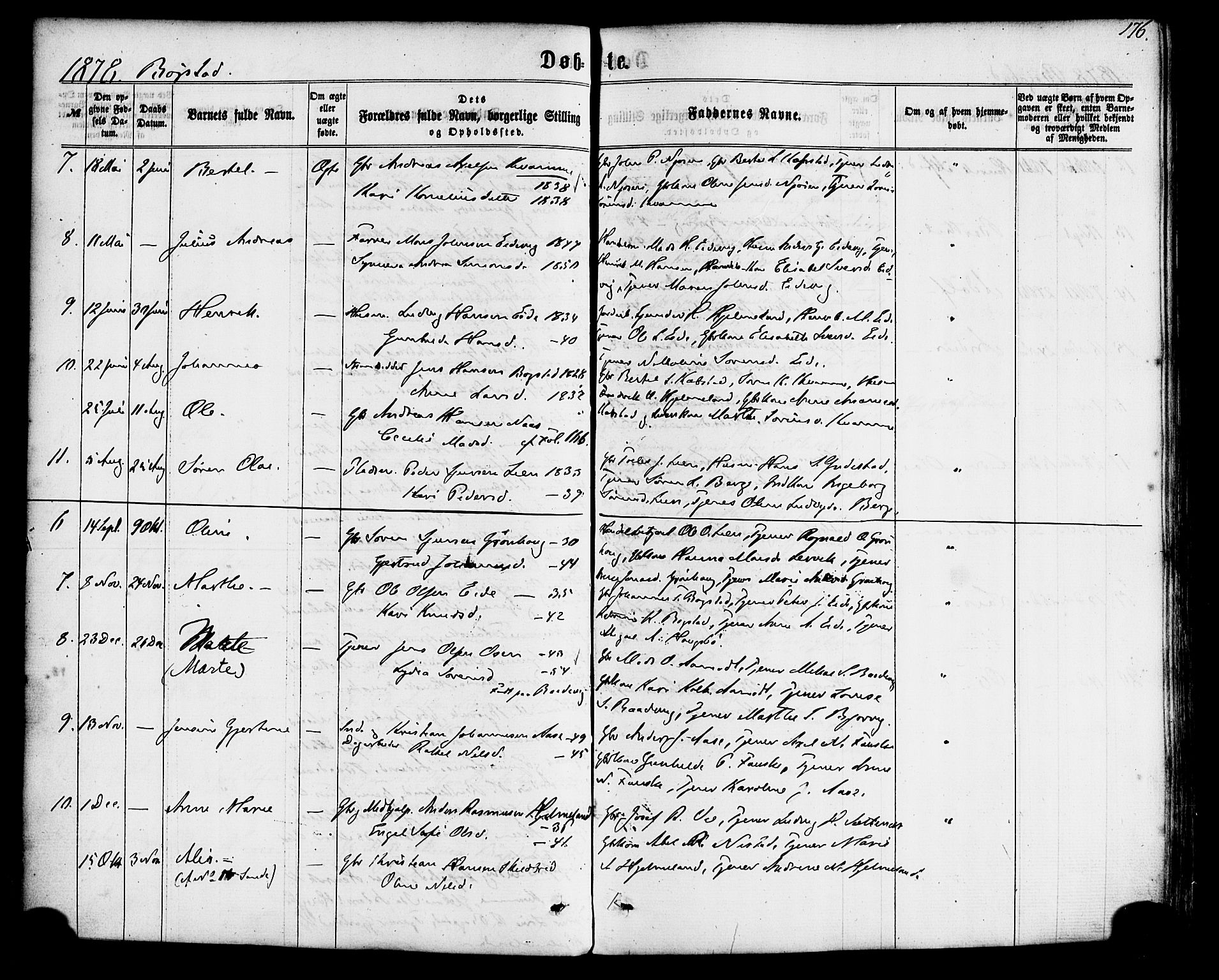Gaular sokneprestembete, SAB/A-80001/H/Haa: Parish register (official) no. A 5, 1860-1881, p. 176