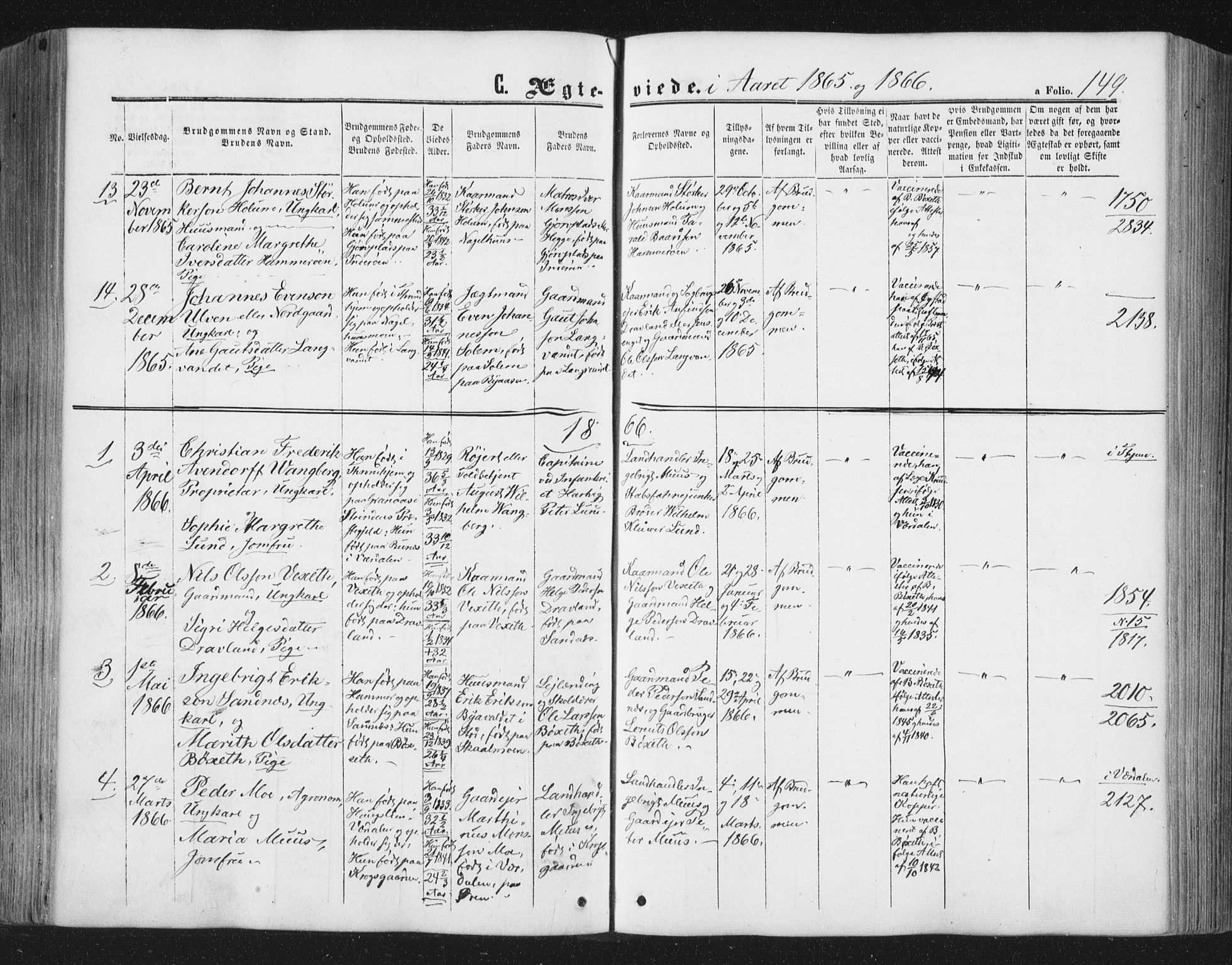 Ministerialprotokoller, klokkerbøker og fødselsregistre - Nord-Trøndelag, SAT/A-1458/749/L0472: Parish register (official) no. 749A06, 1857-1873, p. 149