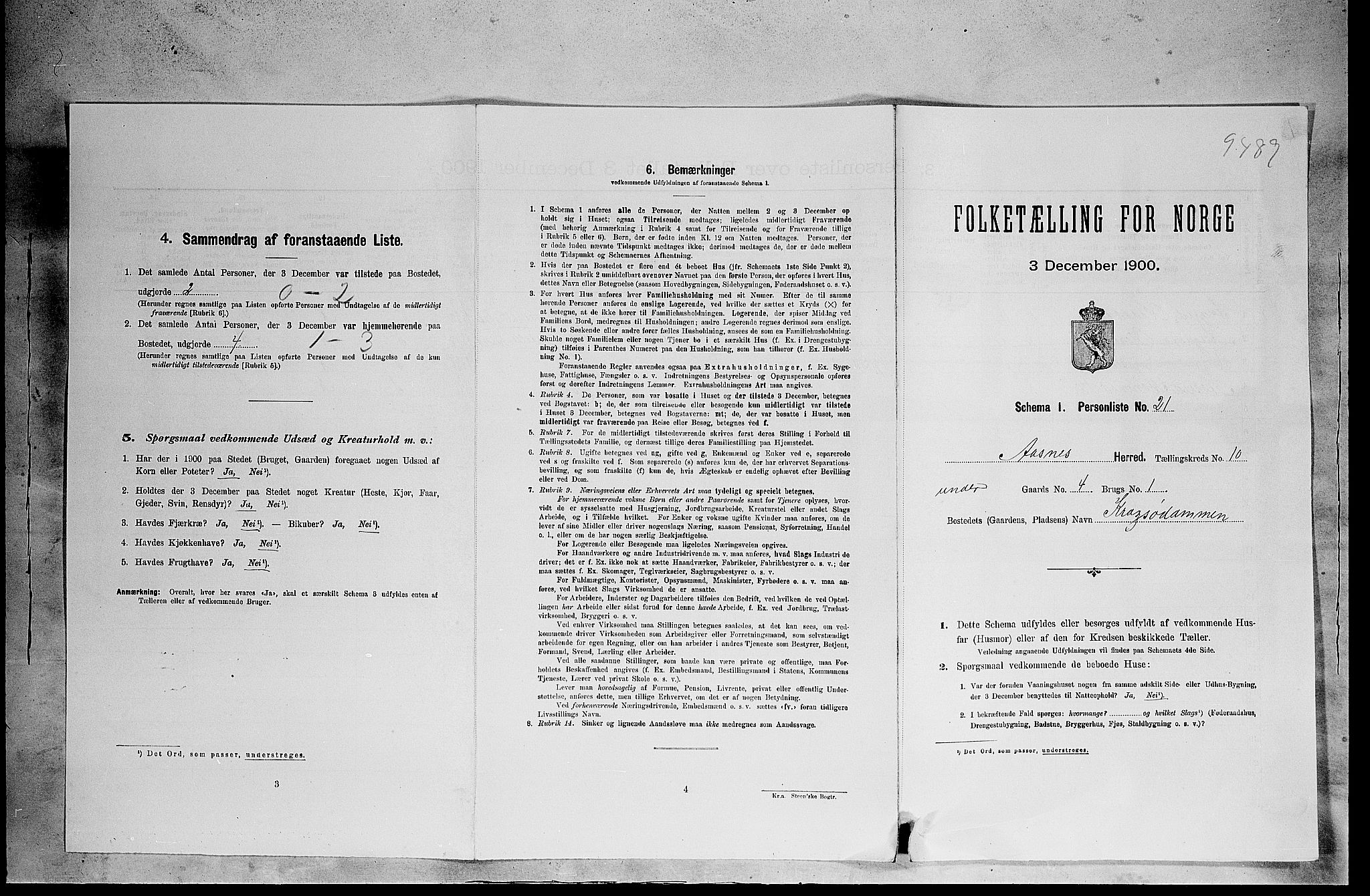 SAH, 1900 census for Åsnes, 1900, p. 1631