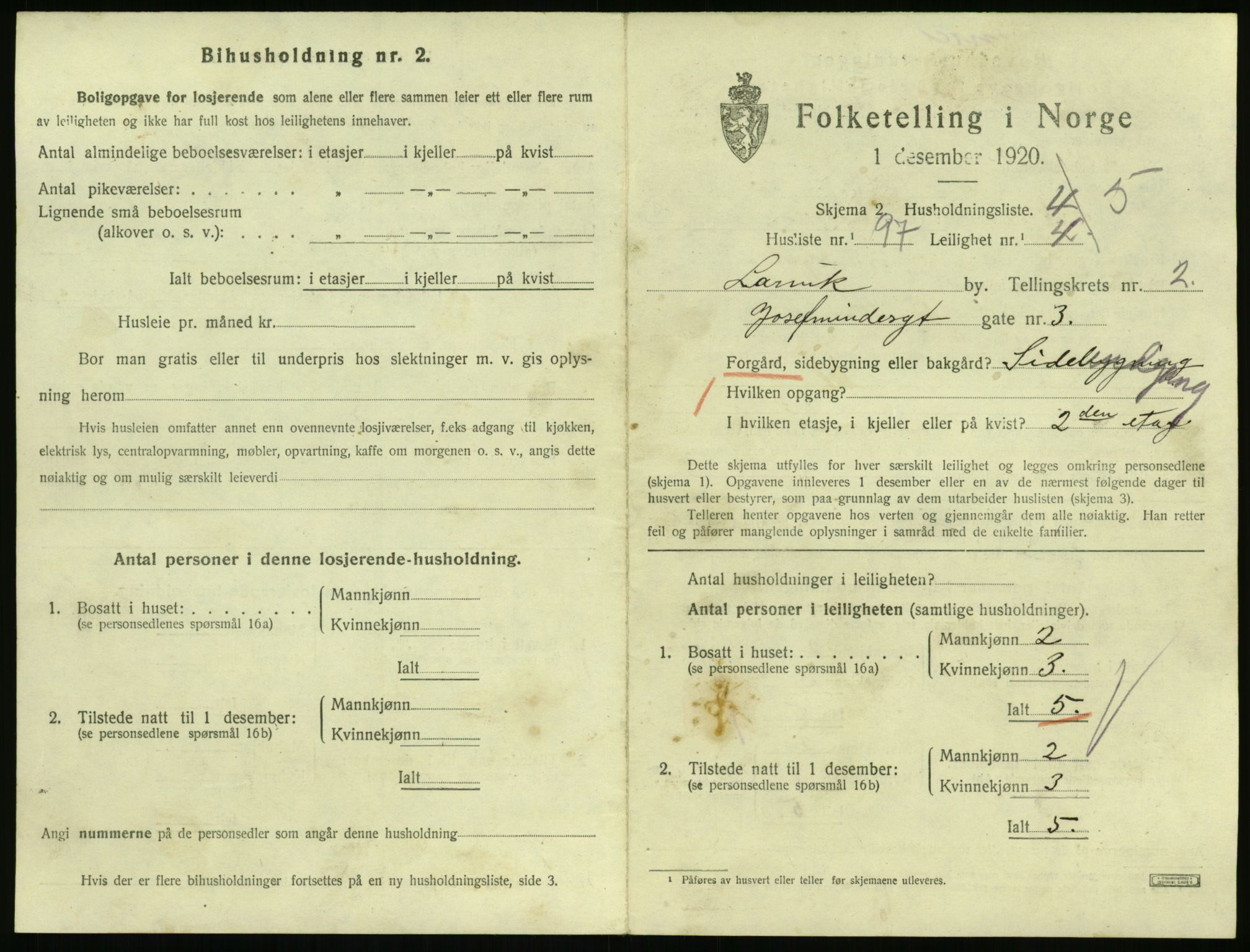 SAKO, 1920 census for Larvik, 1920, p. 3754