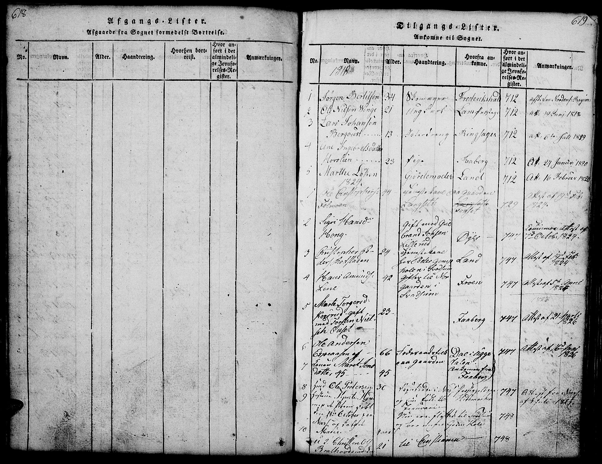 Gausdal prestekontor, SAH/PREST-090/H/Ha/Hab/L0001: Parish register (copy) no. 1, 1817-1848, p. 618-619
