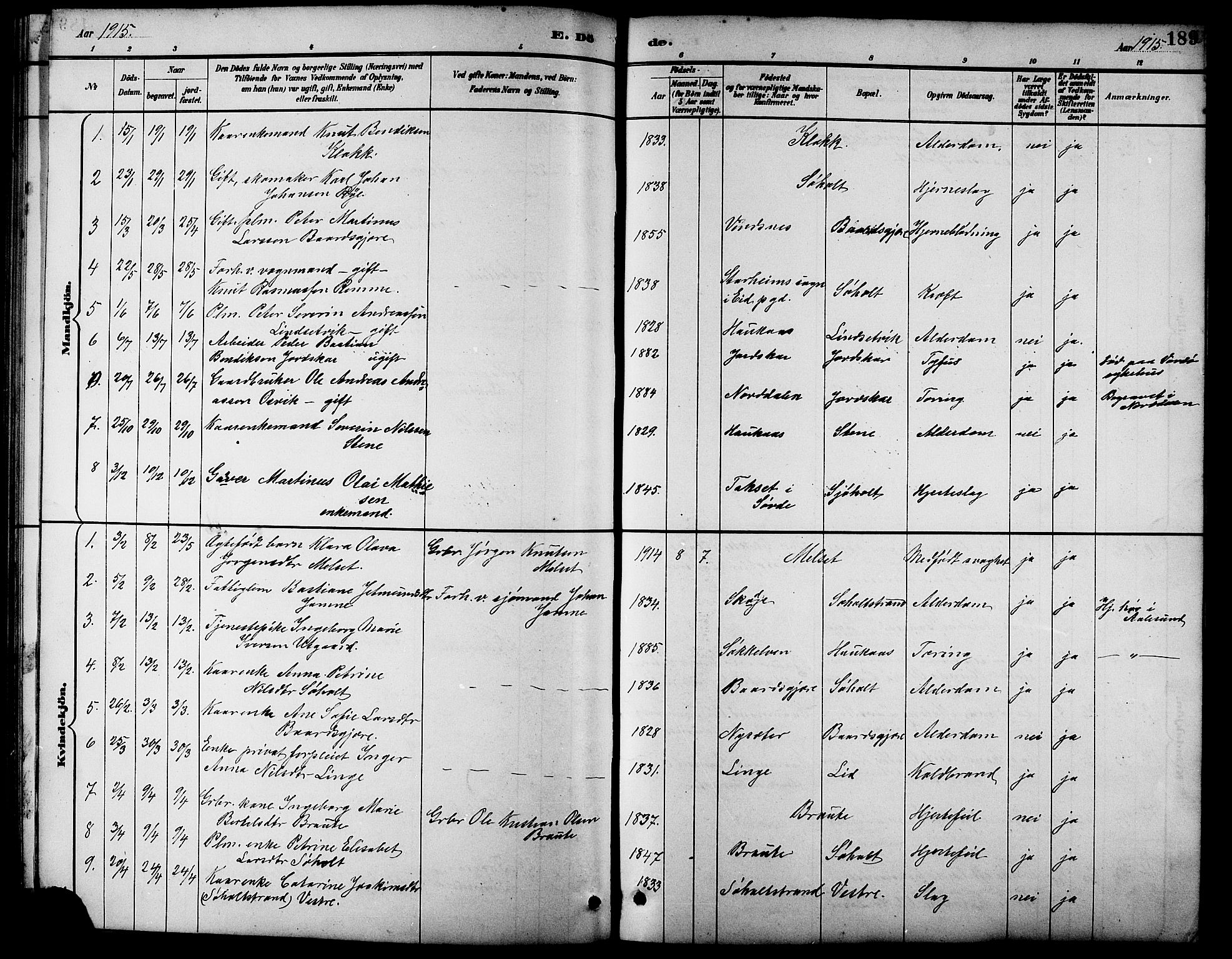 Ministerialprotokoller, klokkerbøker og fødselsregistre - Møre og Romsdal, AV/SAT-A-1454/522/L0327: Parish register (copy) no. 522C06, 1890-1915, p. 189