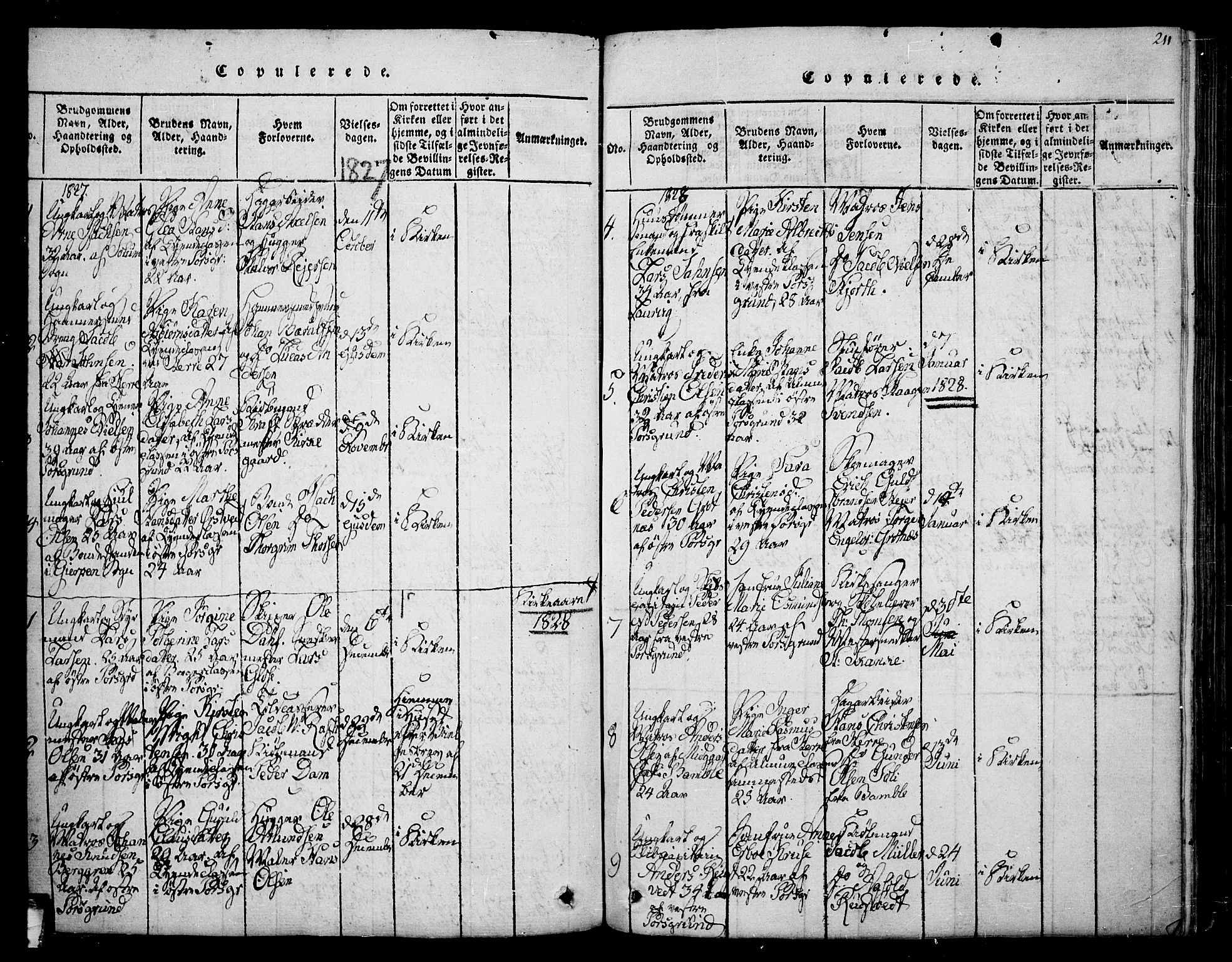 Porsgrunn kirkebøker , SAKO/A-104/F/Fa/L0004: Parish register (official) no. 4, 1814-1828, p. 211