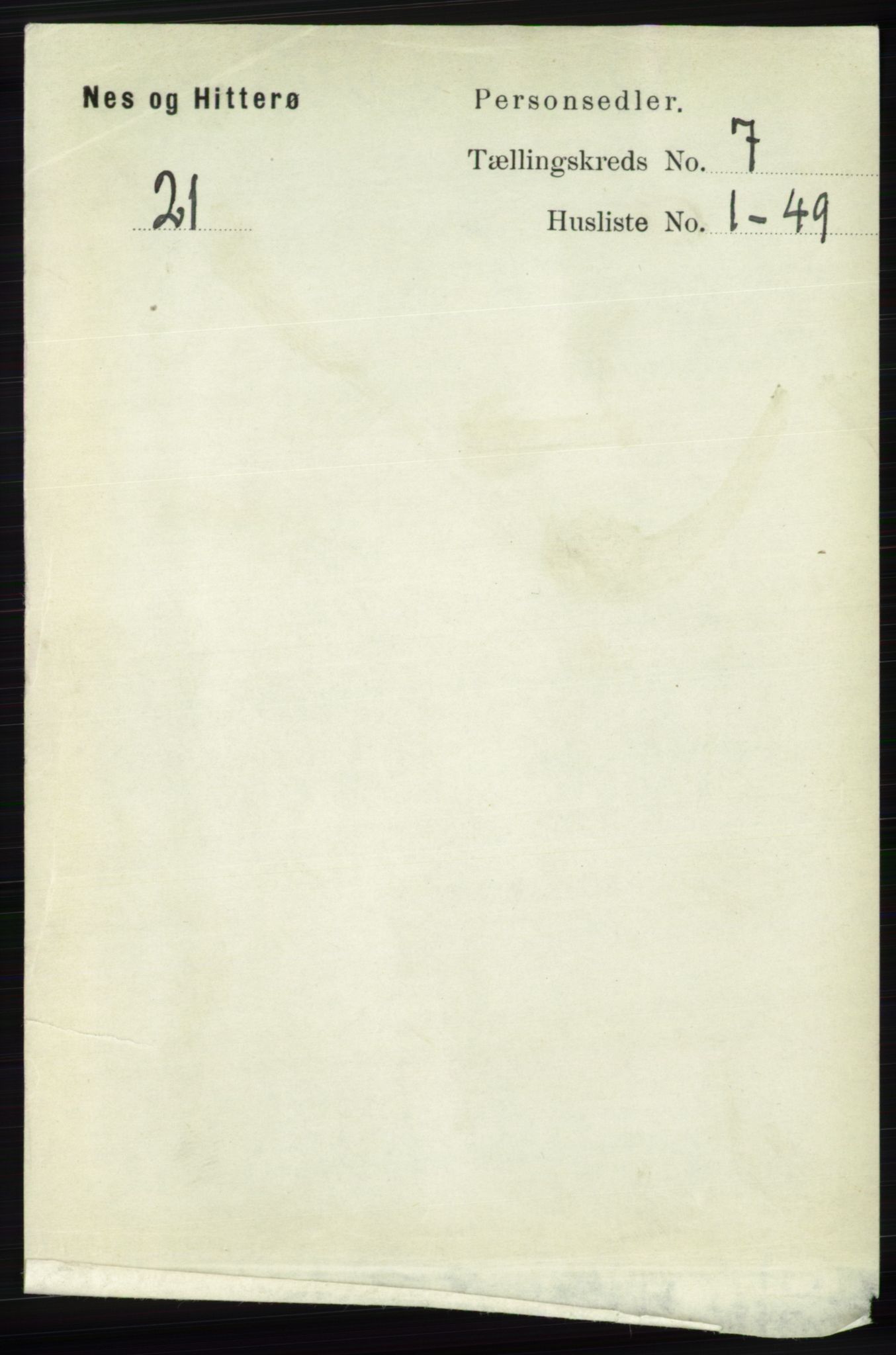 RA, 1891 census for 1043 Hidra og Nes, 1891, p. 2803