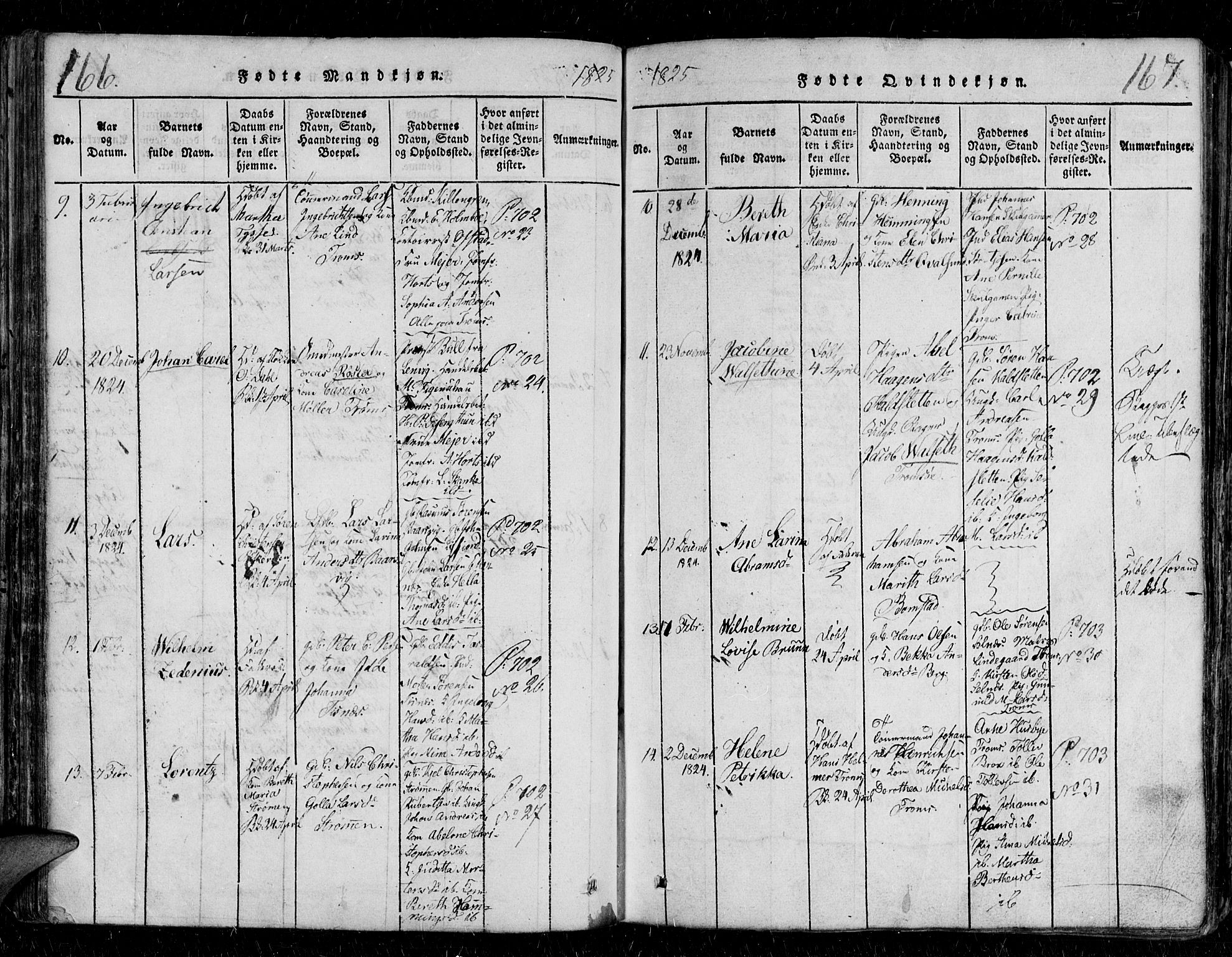 Tromsø sokneprestkontor/stiftsprosti/domprosti, AV/SATØ-S-1343/G/Gb/L0001klokker: Parish register (copy) no. 1, 1821-1833, p. 166-167