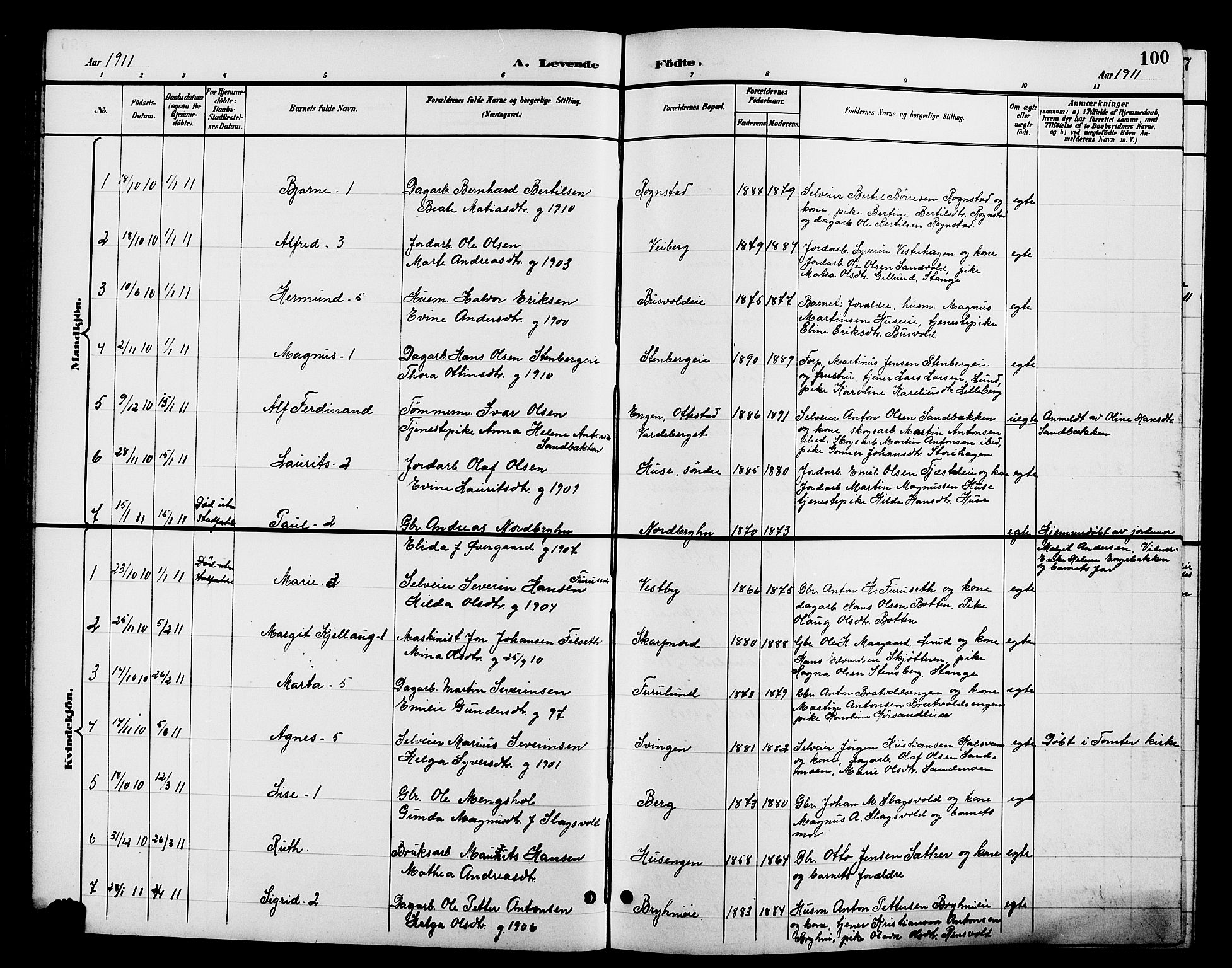 Romedal prestekontor, AV/SAH-PREST-004/L/L0012: Parish register (copy) no. 12, 1896-1914, p. 100