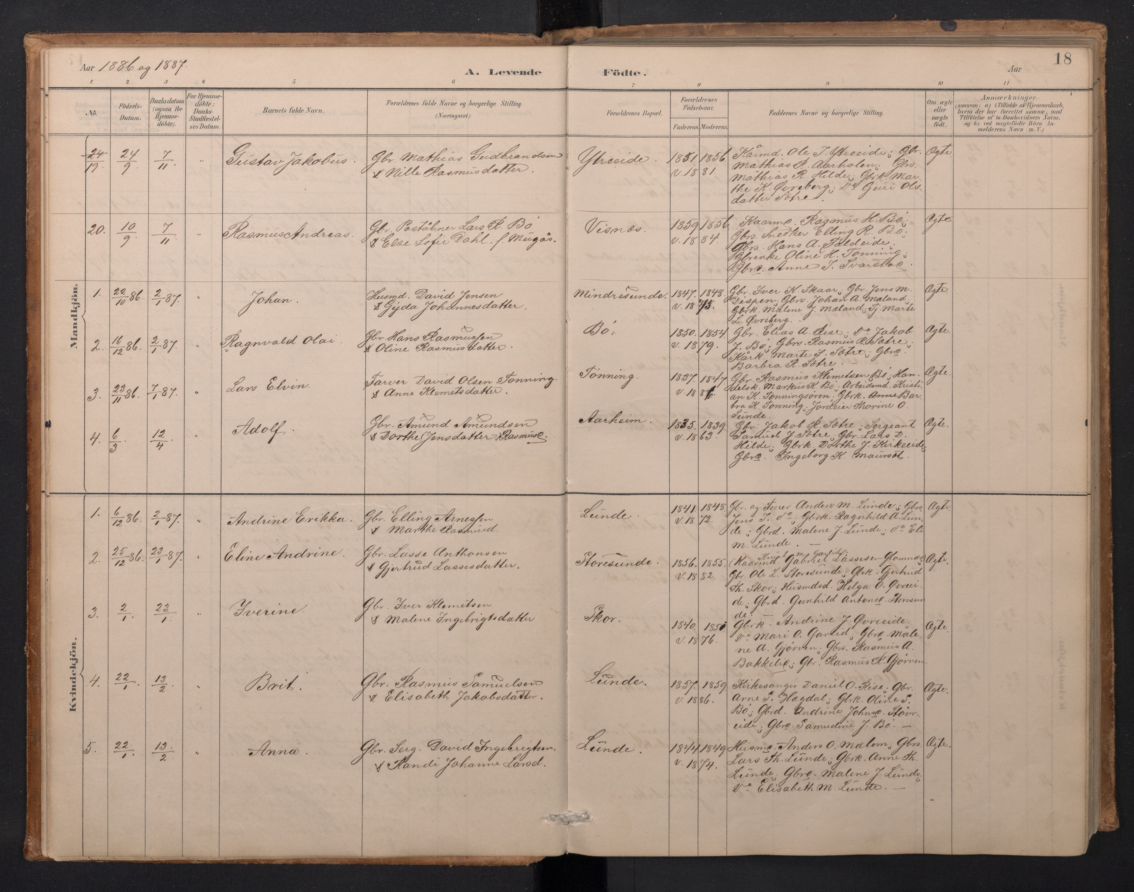 Stryn Sokneprestembete, AV/SAB-A-82501: Parish register (copy) no. A 2, 1883-1905, p. 17b-18a