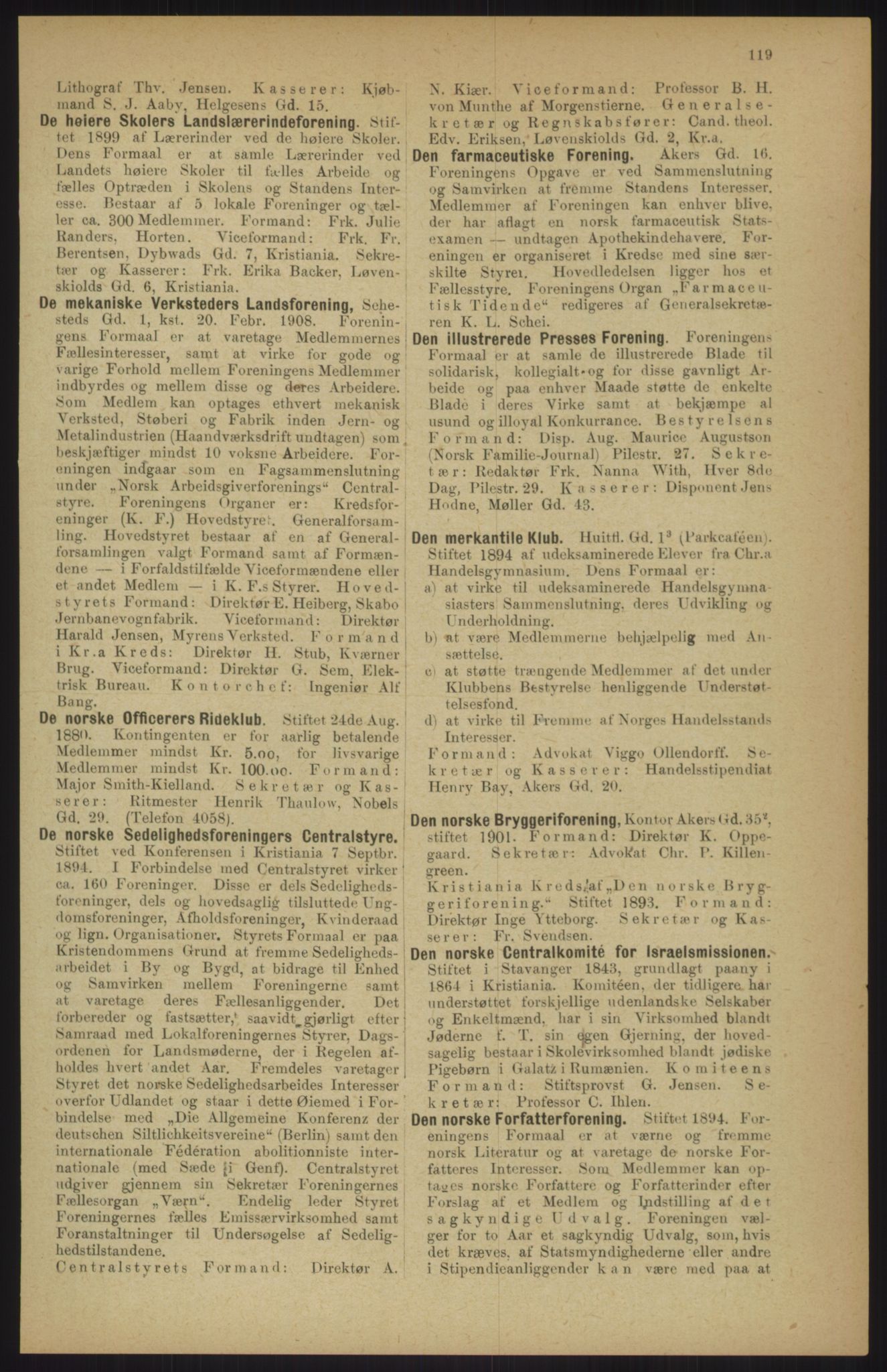 Kristiania/Oslo adressebok, PUBL/-, 1911, p. 119