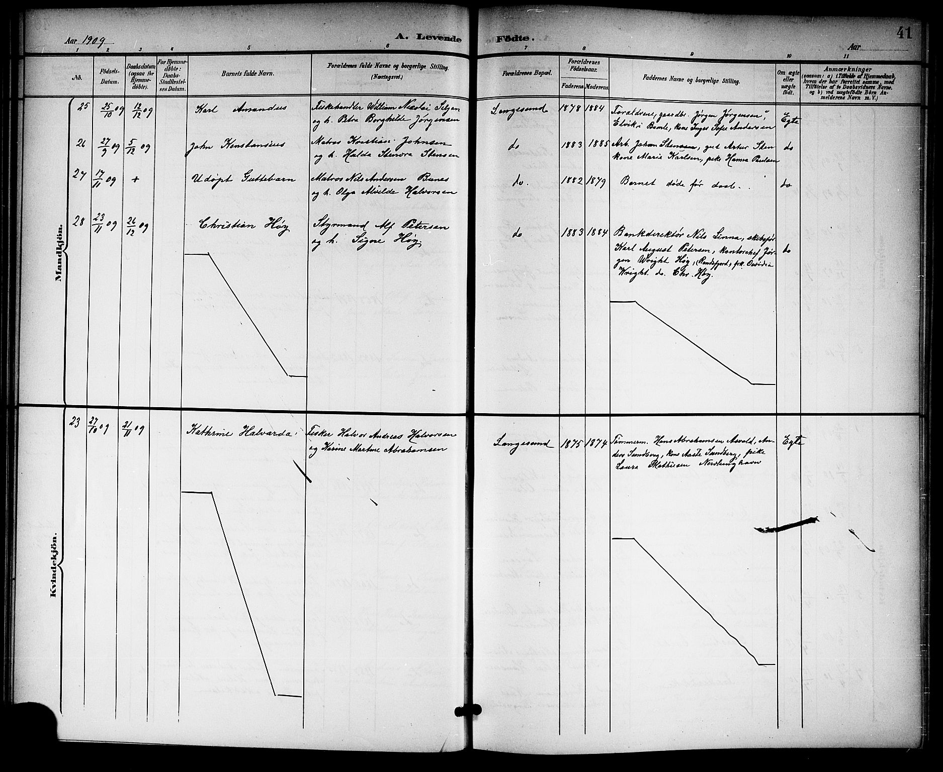 Langesund kirkebøker, SAKO/A-280/G/Ga/L0006: Parish register (copy) no. 6, 1899-1918, p. 41