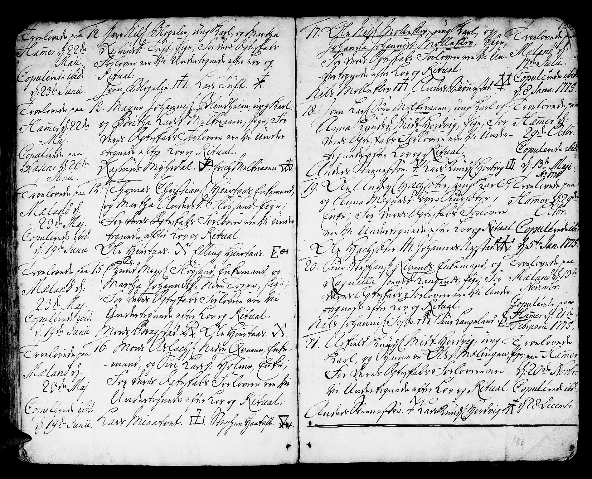 Hamre sokneprestembete, AV/SAB-A-75501/H/Ha/Haa/Haaa/L0007: Parish register (official) no. A 7, 1762-1777, p. 186