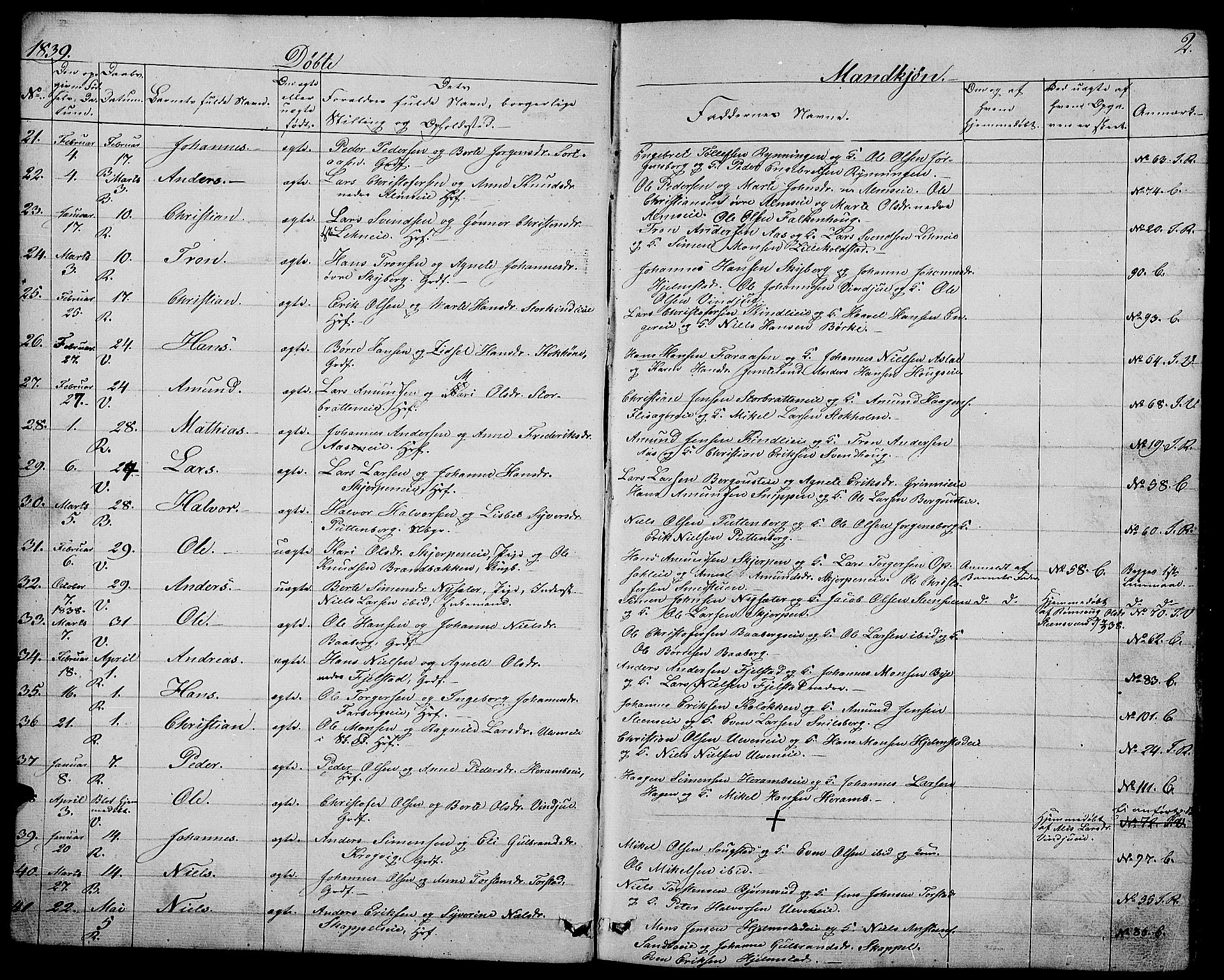 Ringsaker prestekontor, SAH/PREST-014/L/La/L0005: Parish register (copy) no. 5, 1839-1850, p. 2