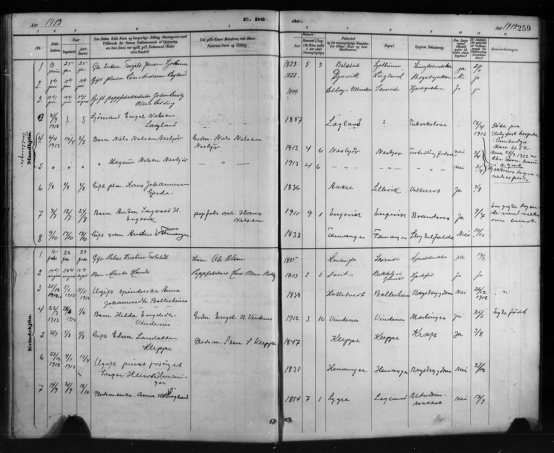 Fusa sokneprestembete, SAB/A-75401/H/Hab: Parish register (copy) no. C 2, 1886-1926, p. 259