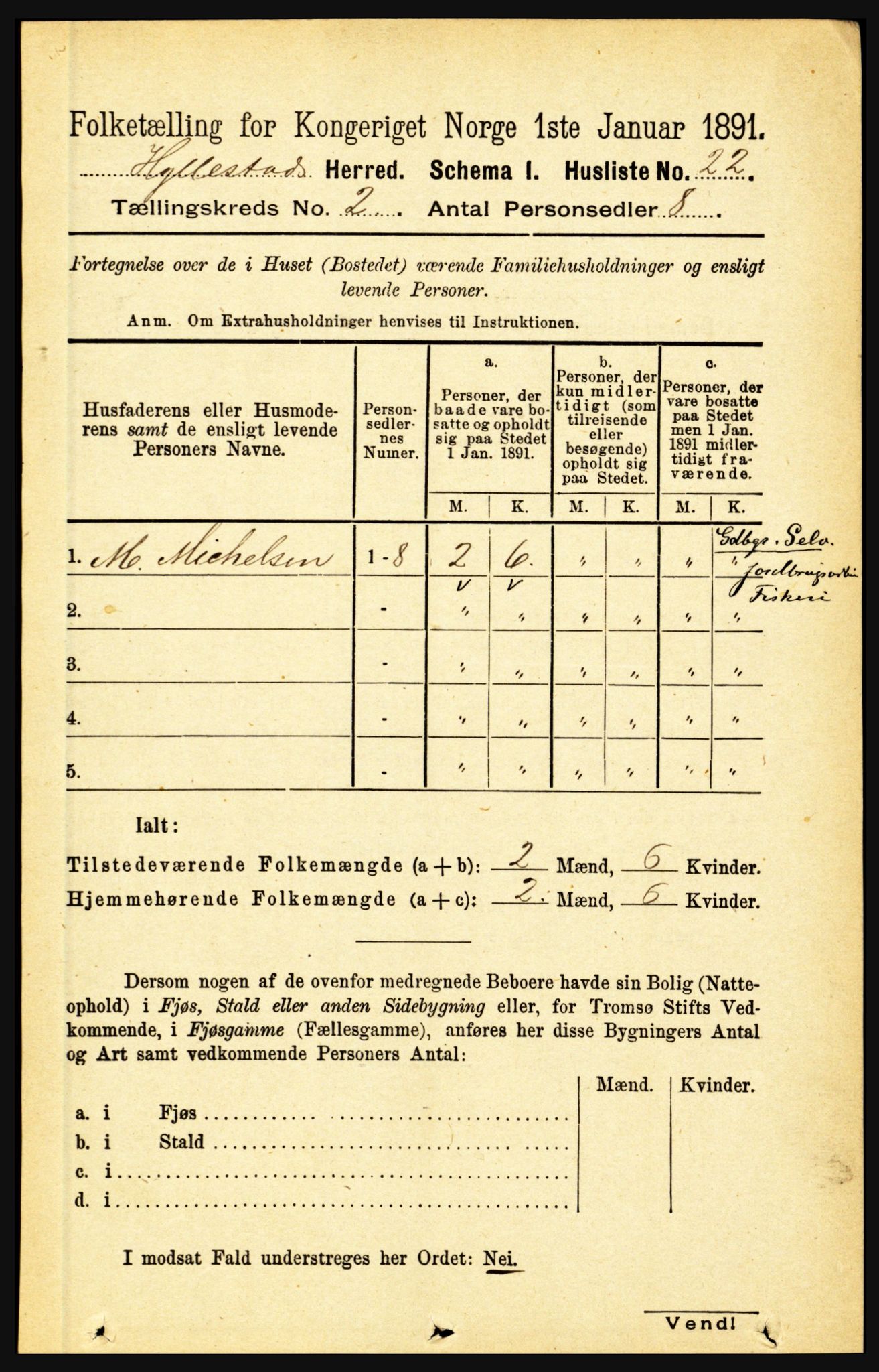 RA, 1891 census for 1413 Hyllestad, 1891, p. 142