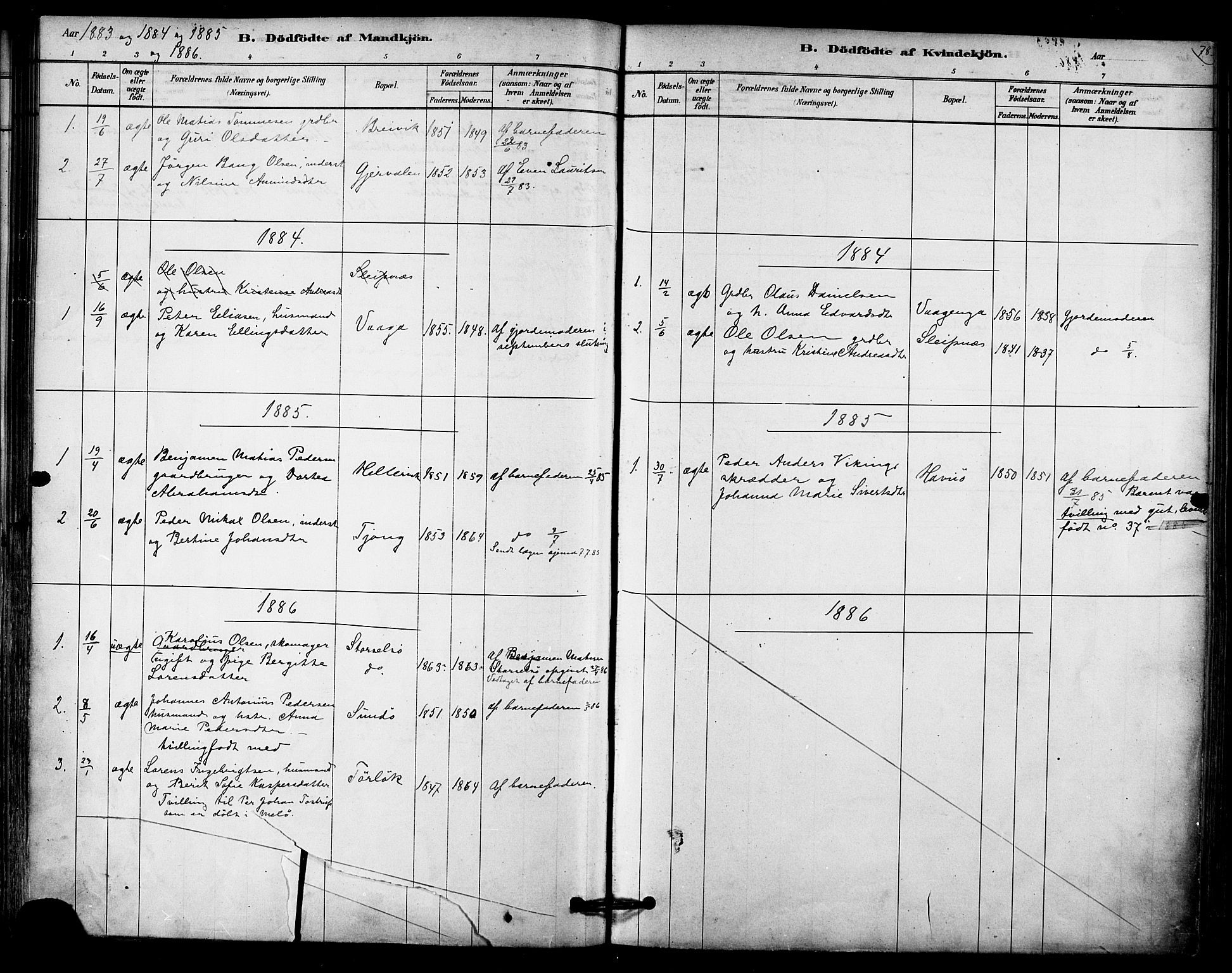 Ministerialprotokoller, klokkerbøker og fødselsregistre - Nordland, SAT/A-1459/841/L0609: Parish register (official) no. 841A12, 1878-1901, p. 78