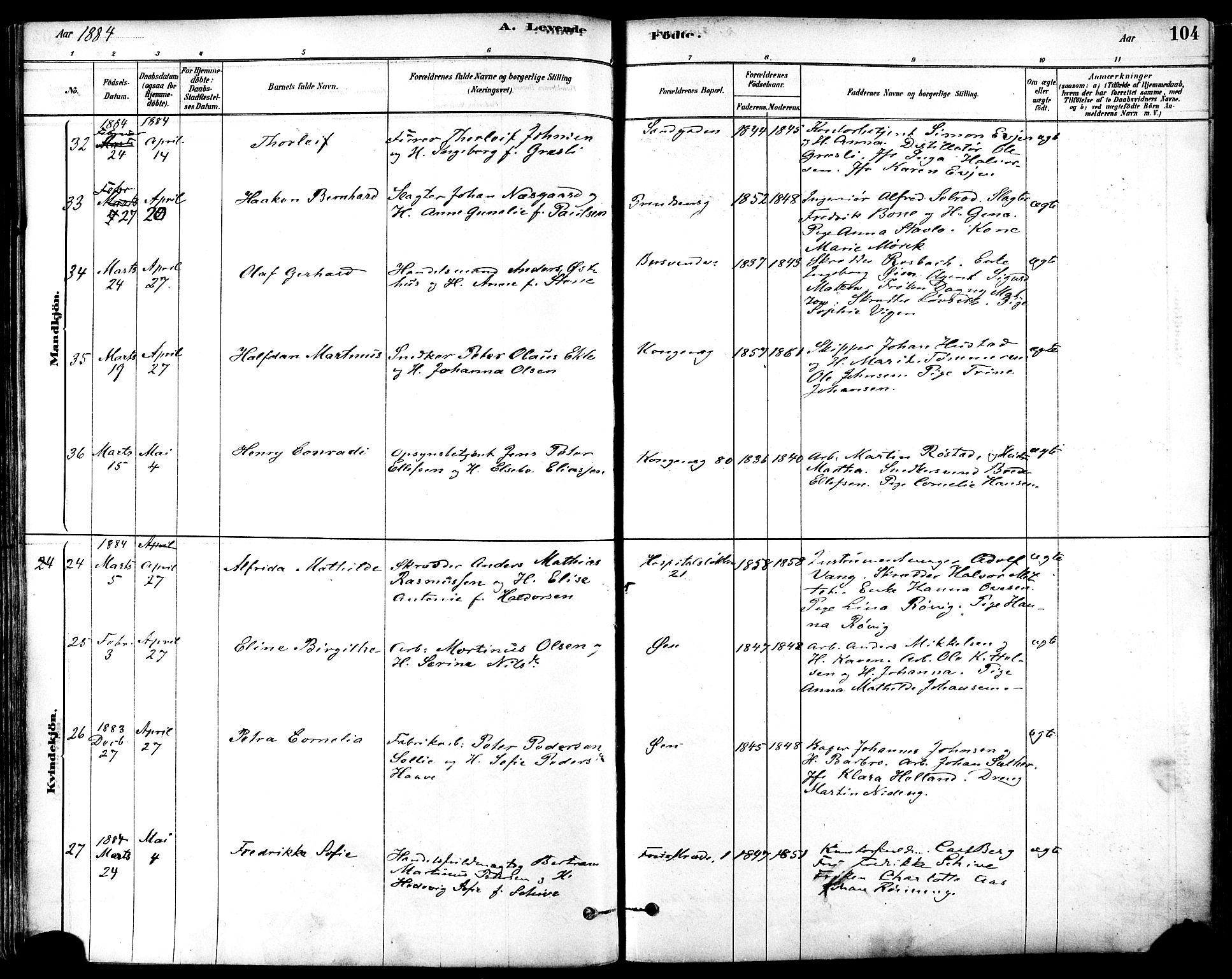 Ministerialprotokoller, klokkerbøker og fødselsregistre - Sør-Trøndelag, SAT/A-1456/601/L0057: Parish register (official) no. 601A25, 1877-1891, p. 104