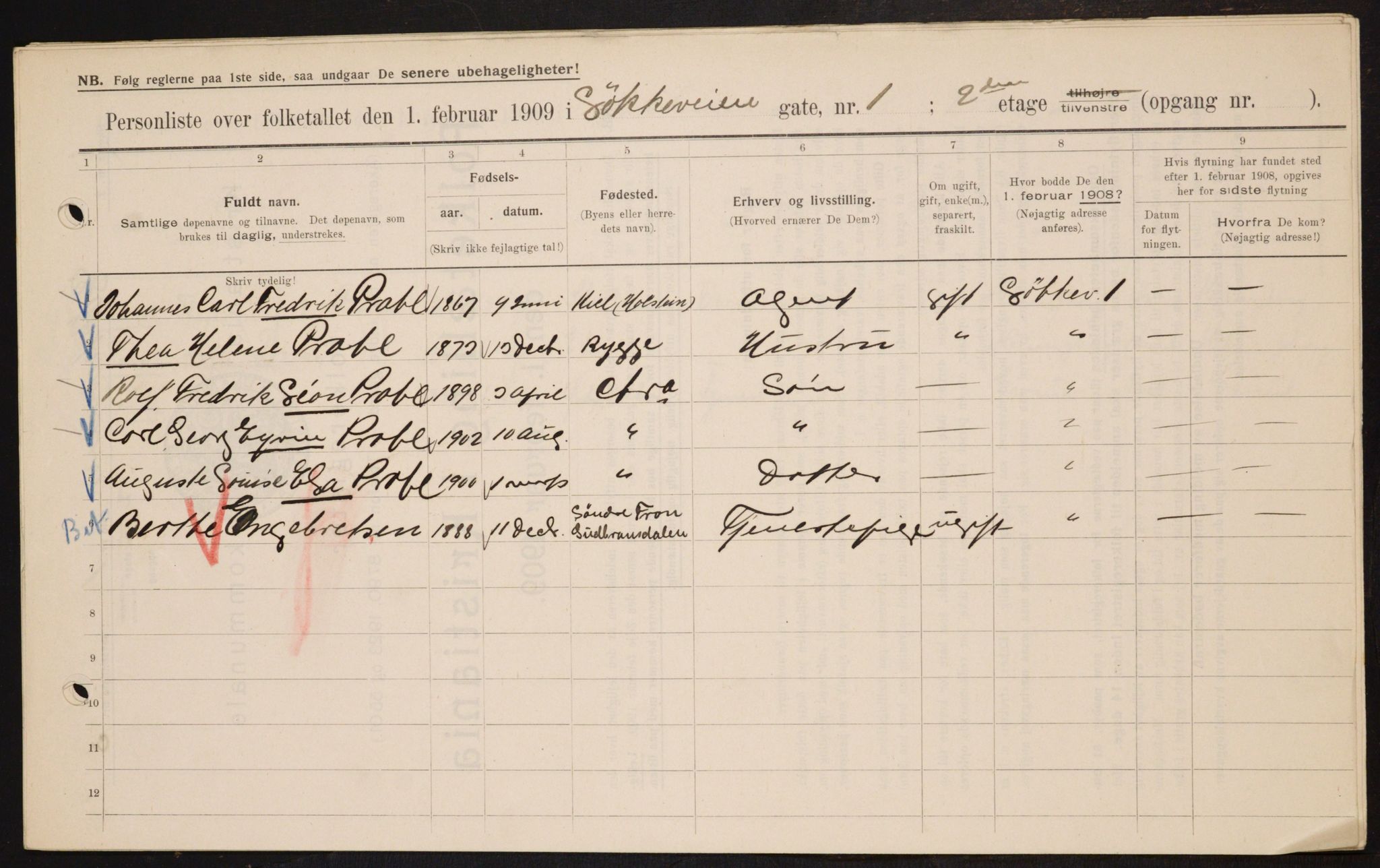 OBA, Municipal Census 1909 for Kristiania, 1909, p. 53300