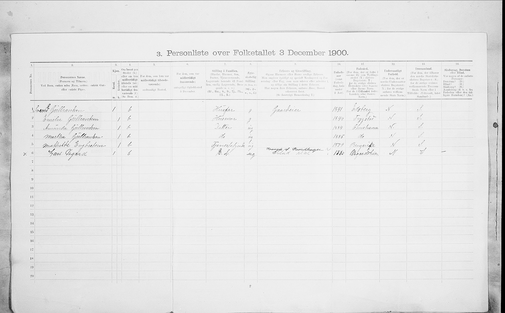 SAO, 1900 census for Kristiania, 1900, p. 88345