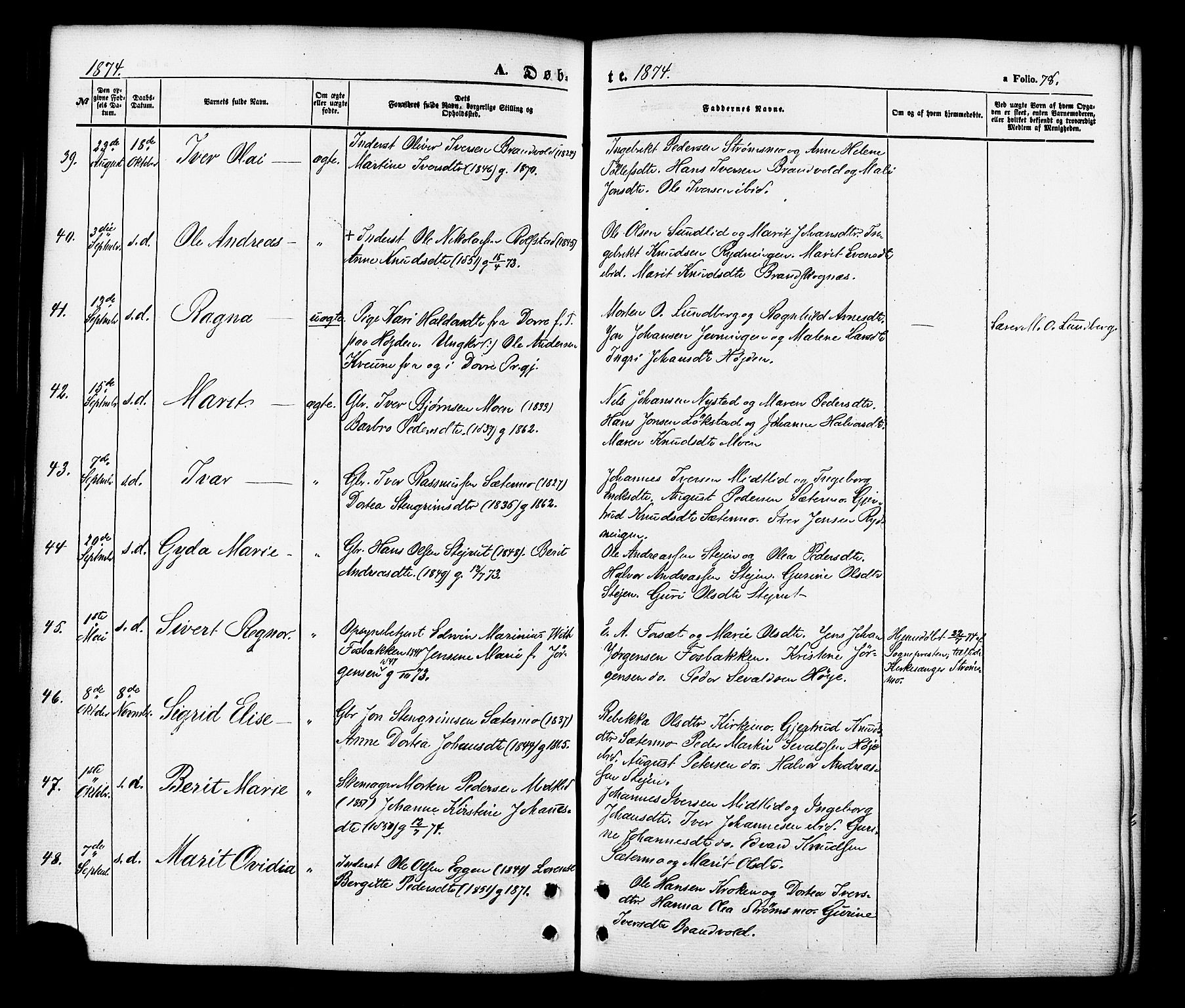 Målselv sokneprestembete, AV/SATØ-S-1311/G/Ga/Gaa/L0008kirke: Parish register (official) no. 8, 1851-1877, p. 78