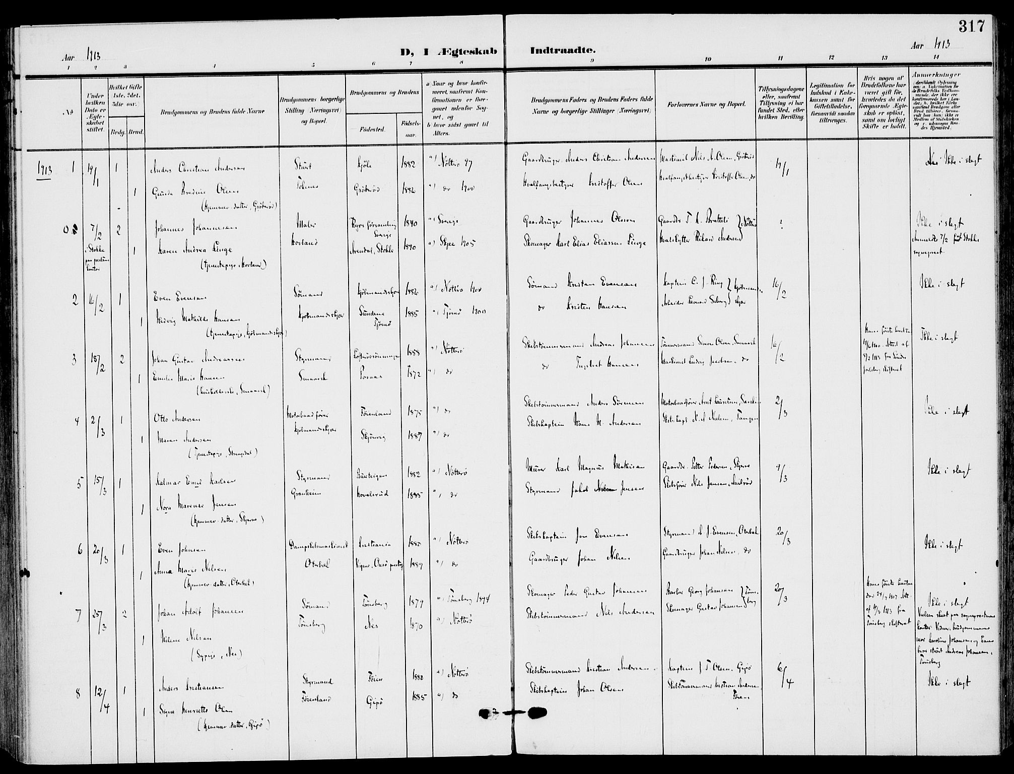 Nøtterøy kirkebøker, AV/SAKO-A-354/F/Fa/L0010: Parish register (official) no. I 10, 1908-1919, p. 317