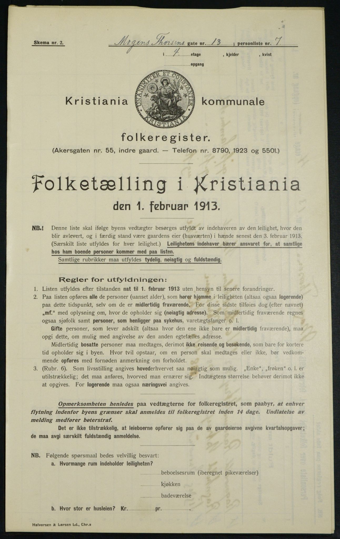 OBA, Municipal Census 1913 for Kristiania, 1913, p. 65577