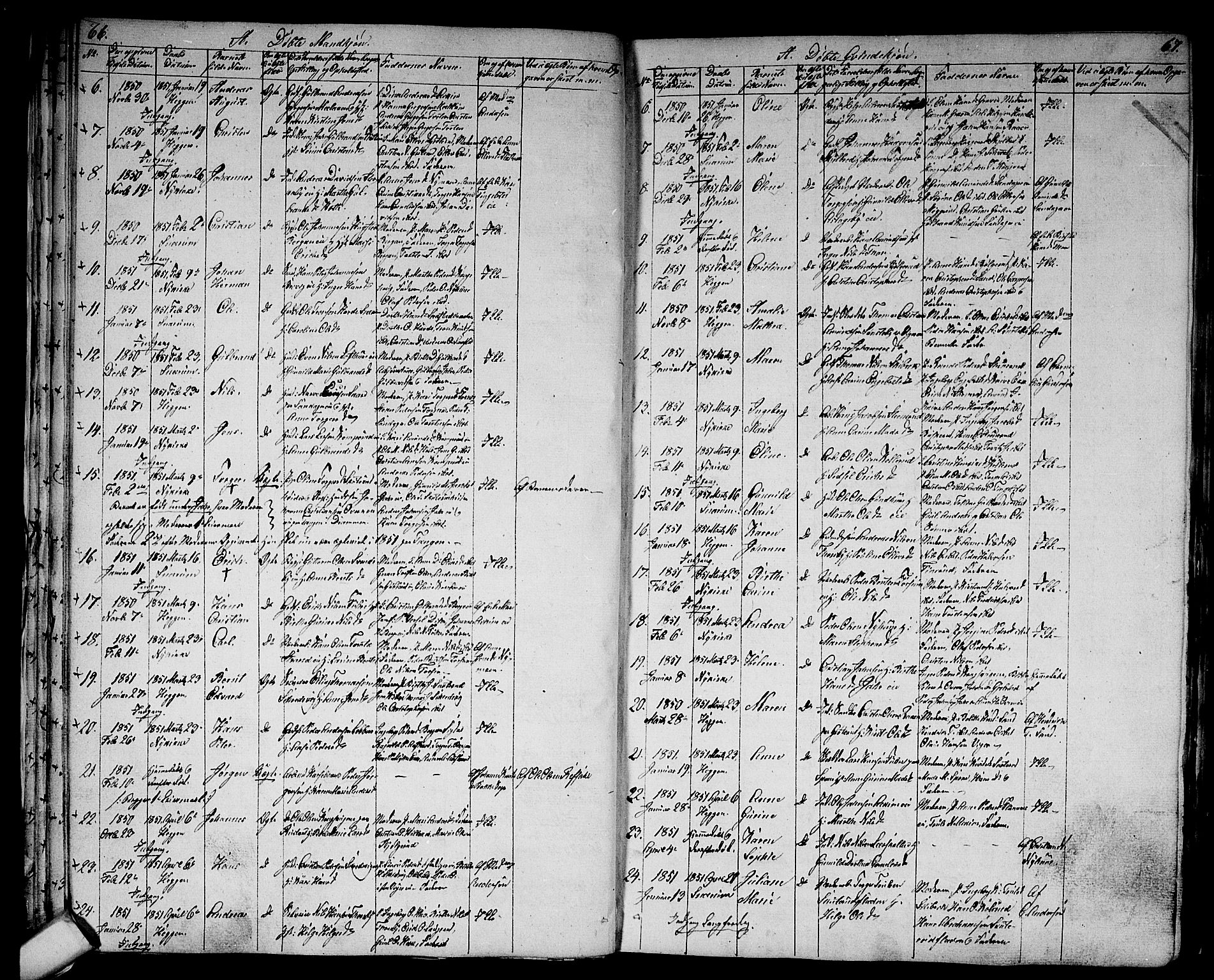 Modum kirkebøker, SAKO/A-234/G/Ga/L0005: Parish register (copy) no. I 5, 1847-1853, p. 66-67