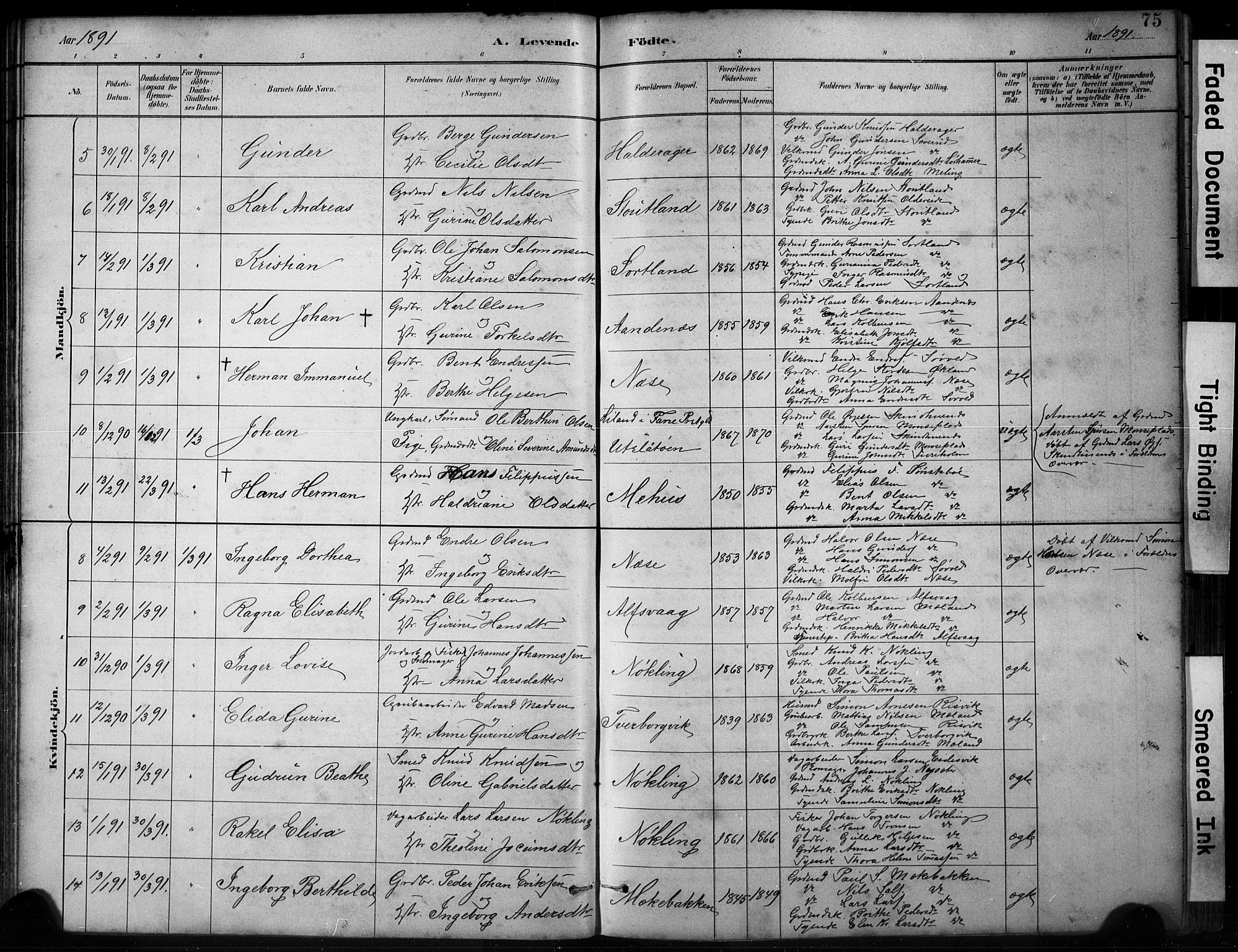 Finnås sokneprestembete, SAB/A-99925/H/Ha/Hab/Habb/L0003: Parish register (copy) no. B 3, 1882-1897, p. 75