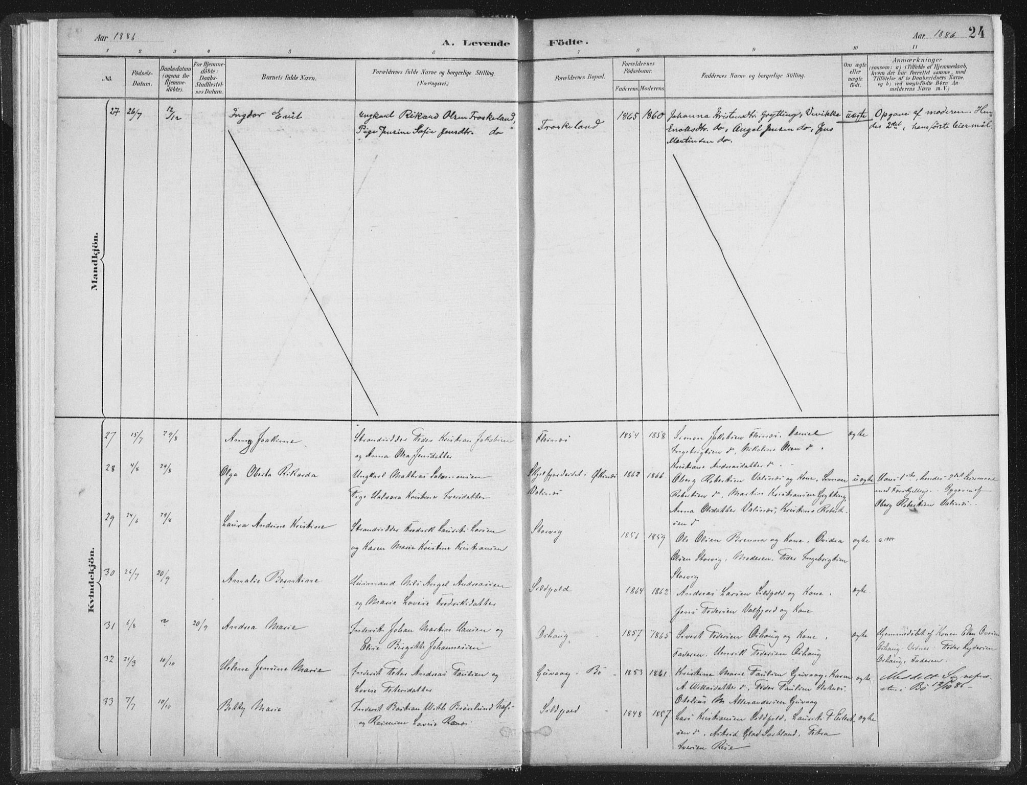 Ministerialprotokoller, klokkerbøker og fødselsregistre - Nordland, SAT/A-1459/890/L1286: Parish register (official) no. 890A01, 1882-1902, p. 24