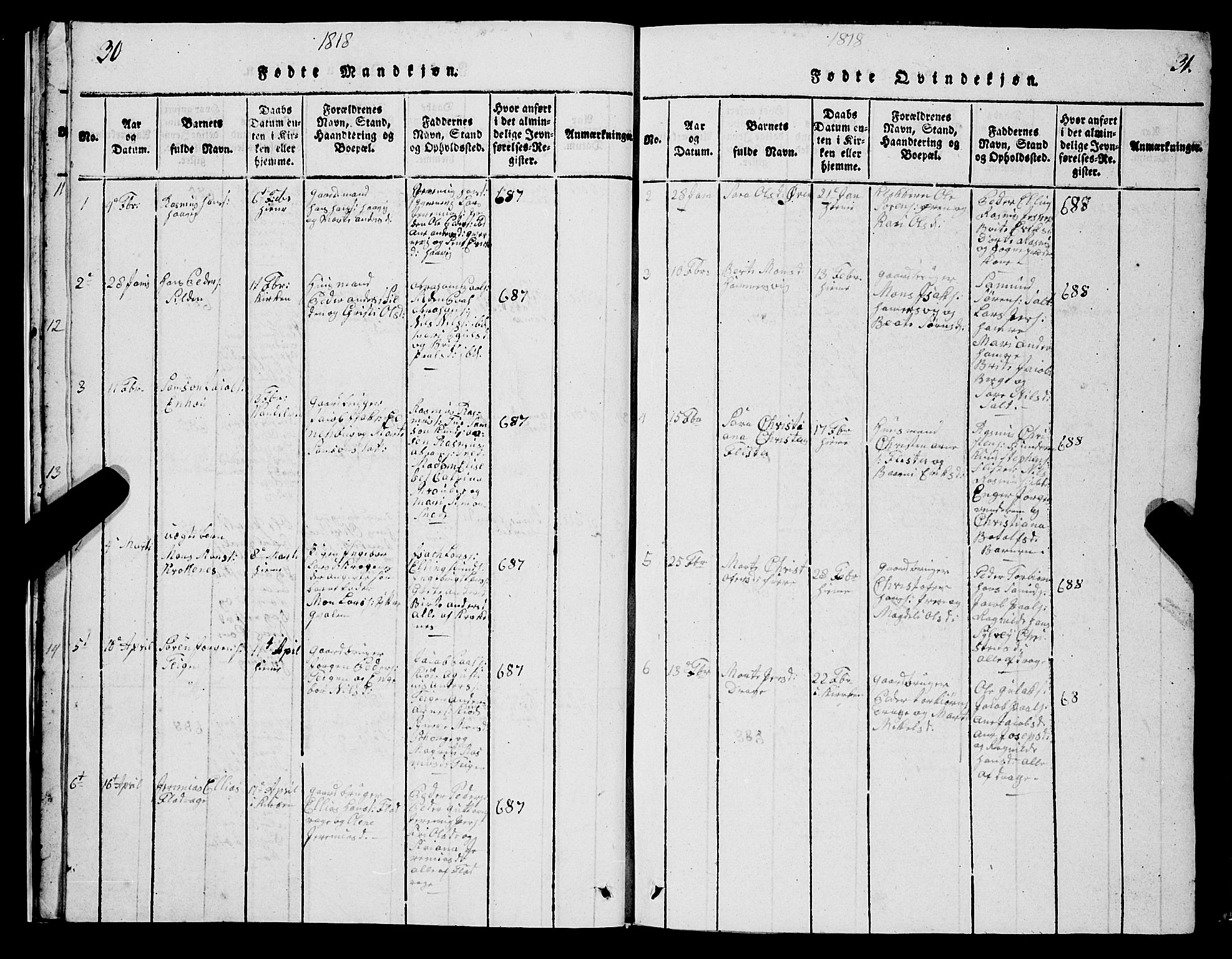 Selje sokneprestembete, AV/SAB-A-99938/H/Ha/Hab/Haba: Parish register (copy) no. A 1, 1816-1828, p. 30-31