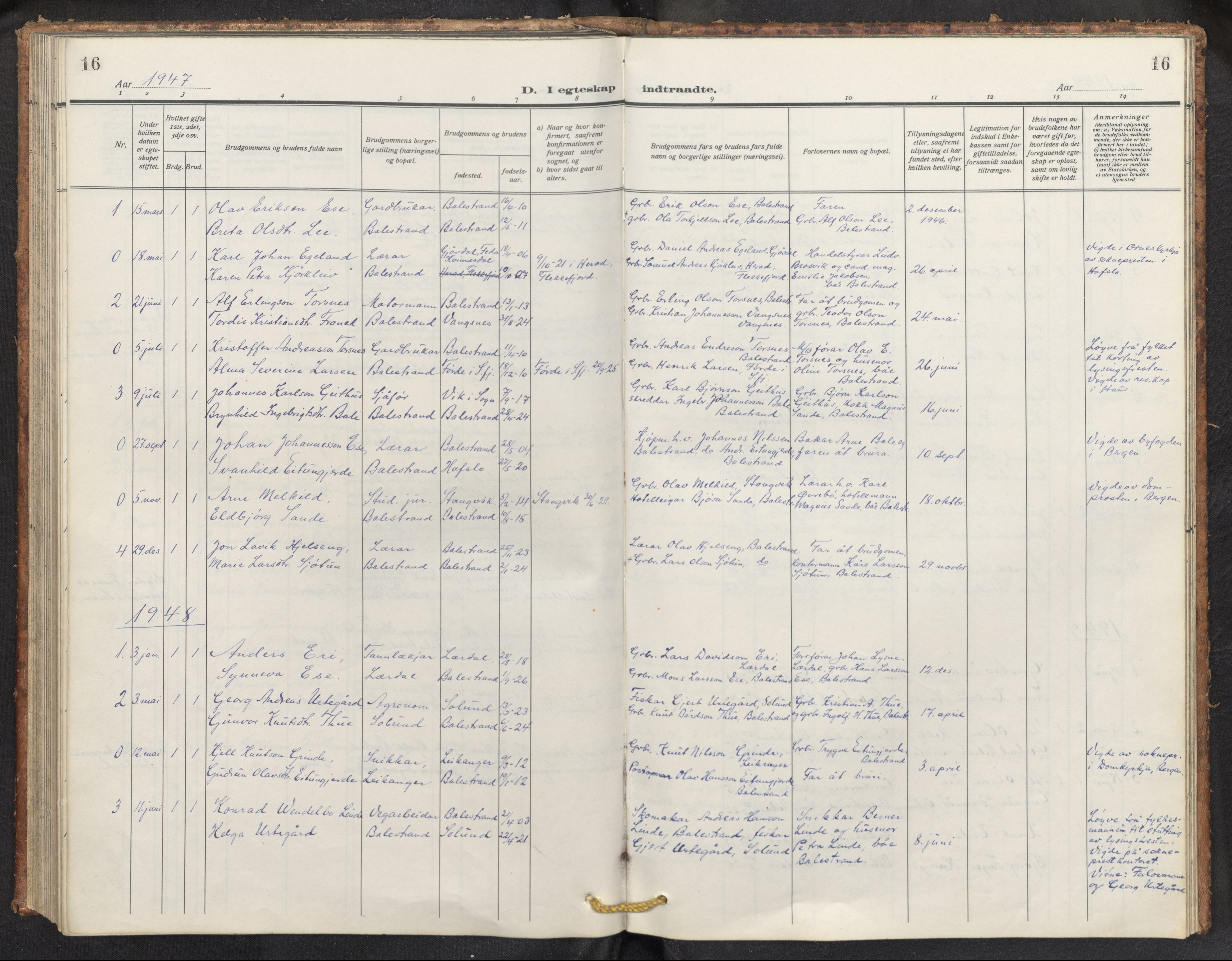 Balestrand sokneprestembete, AV/SAB-A-79601/H/Hab/Haba/L0003: Parish register (copy) no. A 3, 1920-1956, p. 16