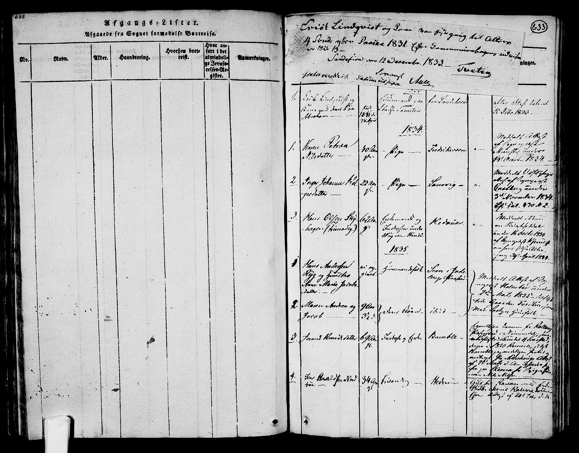 Tjølling kirkebøker, SAKO/A-60/F/Fa/L0005: Parish register (official) no. 5, 1814-1836, p. 632-633