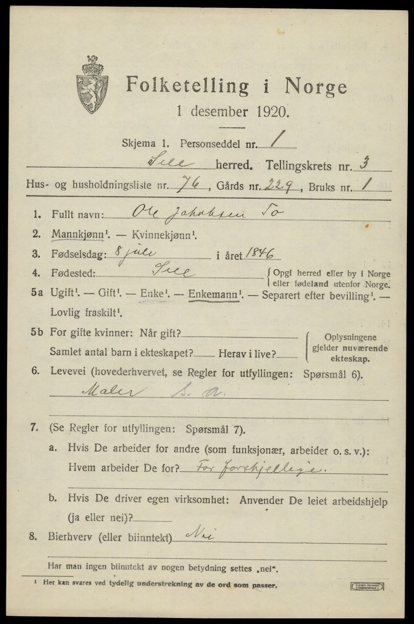 SAH, 1920 census for Sel, 1920, p. 3118