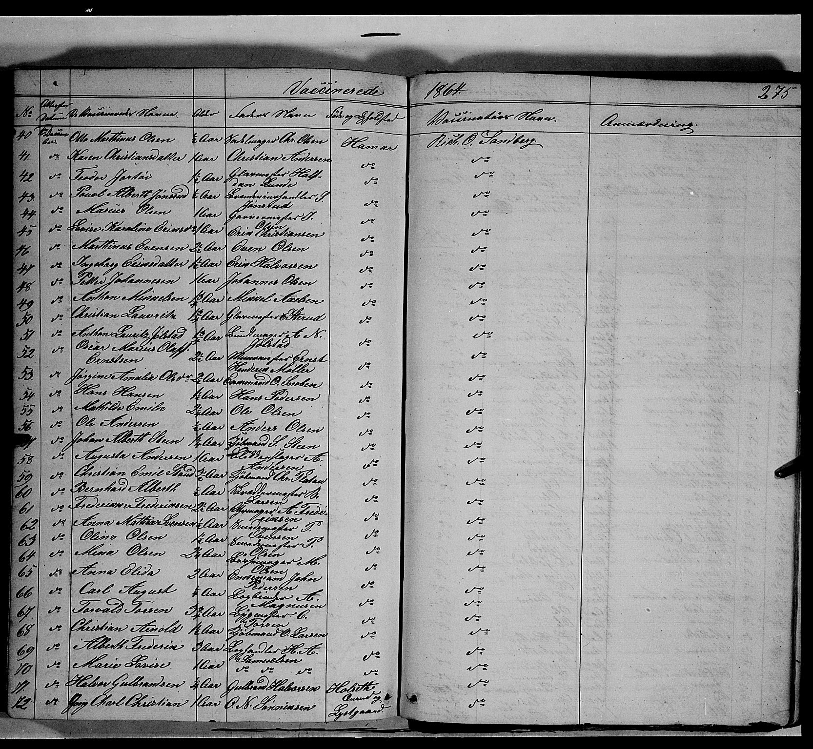 Vang prestekontor, Hedmark, AV/SAH-PREST-008/H/Ha/Haa/L0011: Parish register (official) no. 11, 1852-1877, p. 275