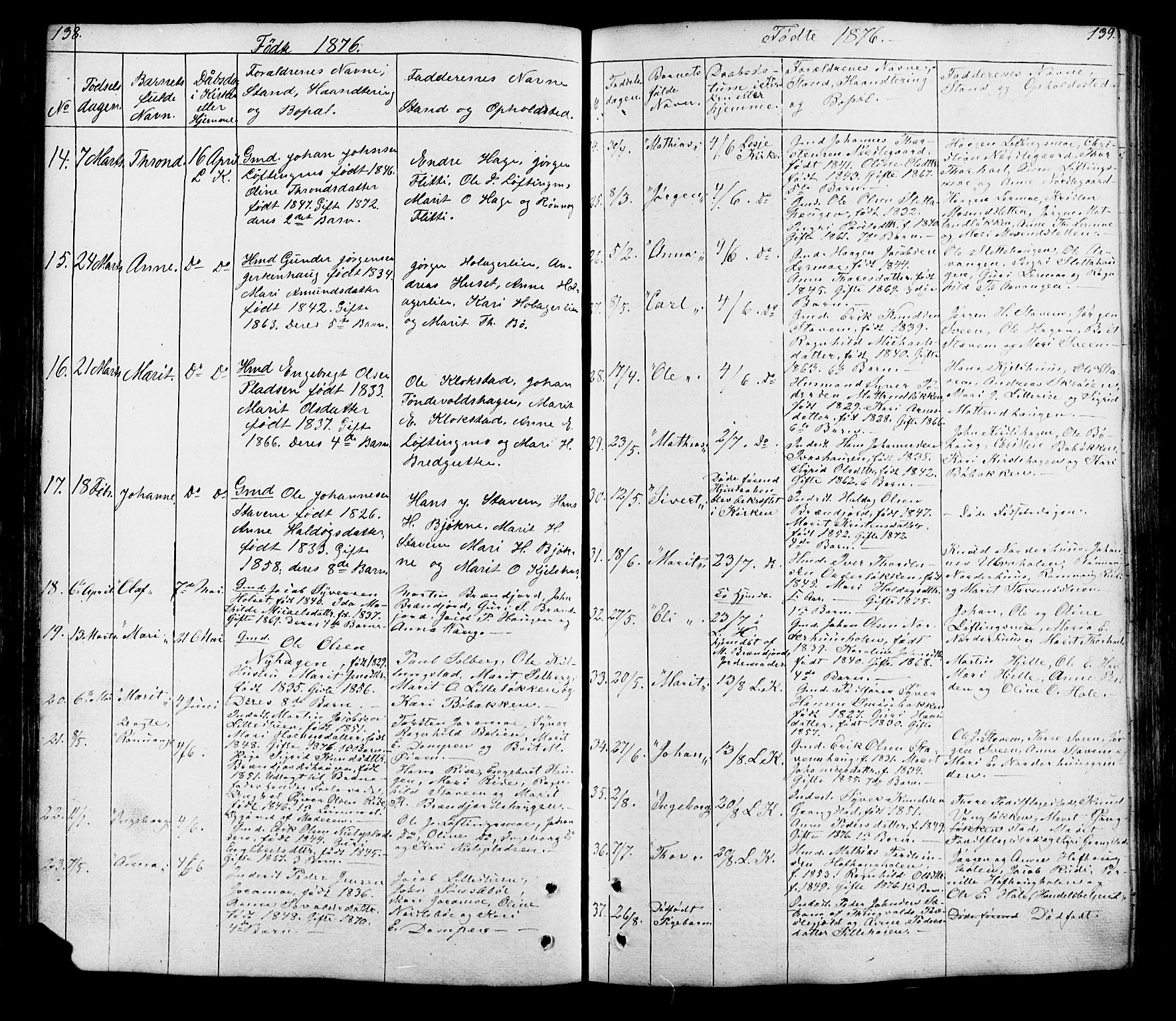 Lesja prestekontor, SAH/PREST-068/H/Ha/Hab/L0005: Parish register (copy) no. 5, 1850-1894, p. 138-139