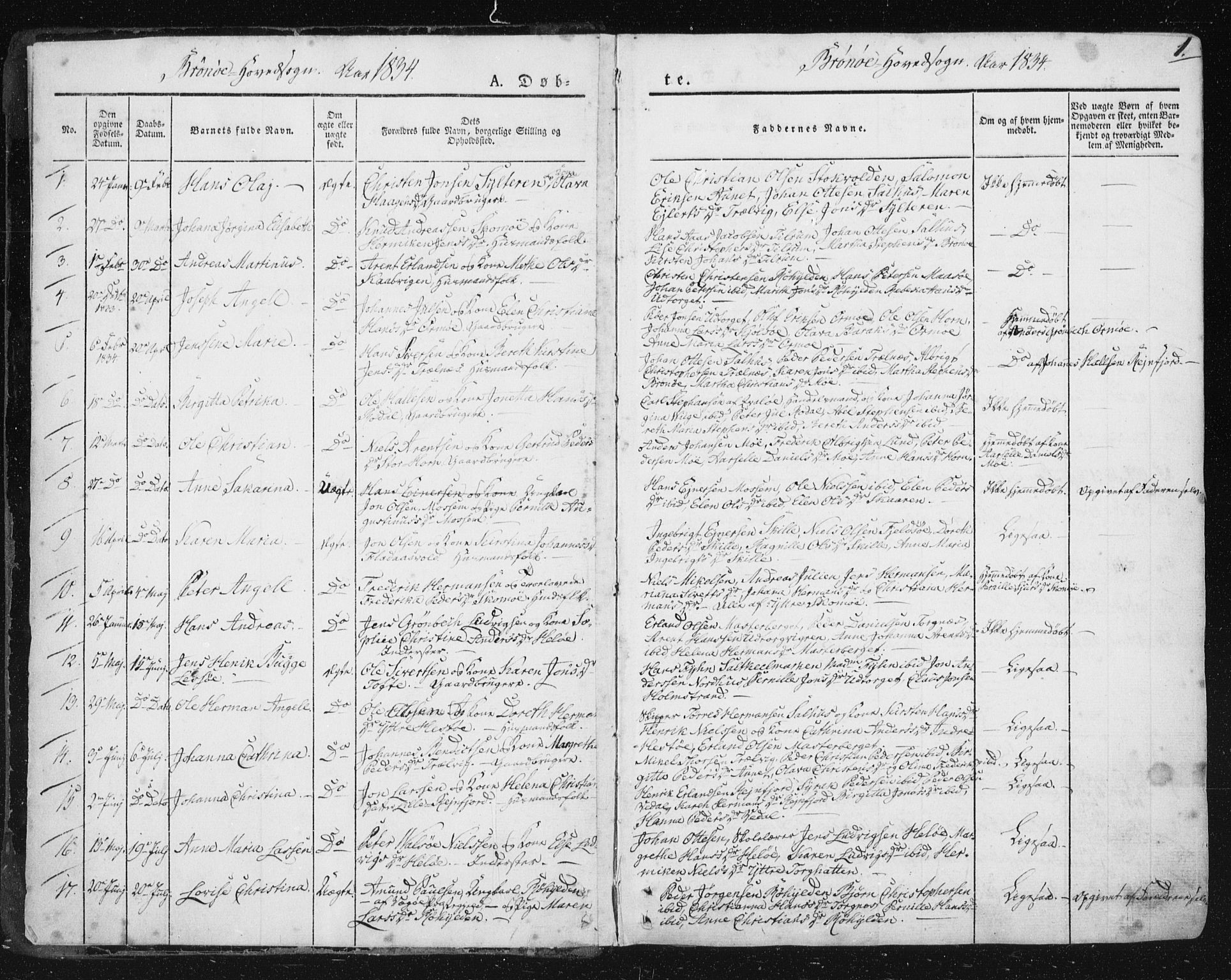 Ministerialprotokoller, klokkerbøker og fødselsregistre - Nordland, SAT/A-1459/813/L0198: Parish register (official) no. 813A08, 1834-1874, p. 1