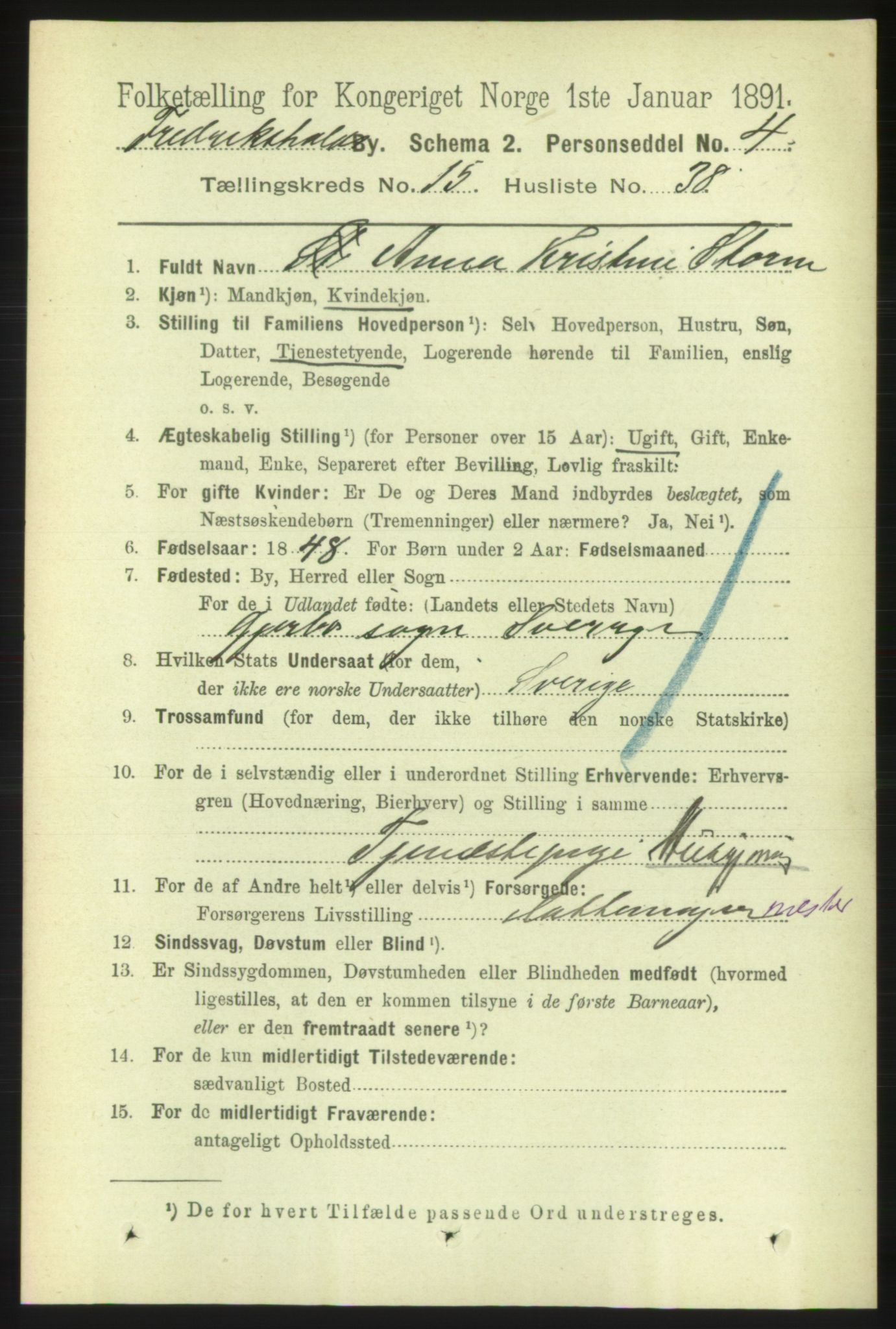 RA, 1891 census for 0101 Fredrikshald, 1891, p. 9903