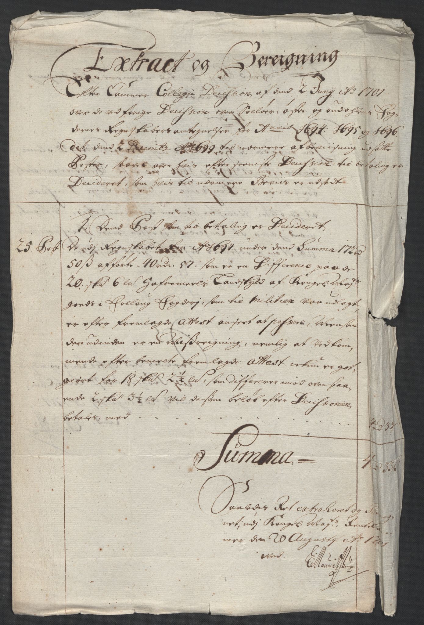 Rentekammeret inntil 1814, Reviderte regnskaper, Fogderegnskap, AV/RA-EA-4092/R13/L0839: Fogderegnskap Solør, Odal og Østerdal, 1701, p. 21