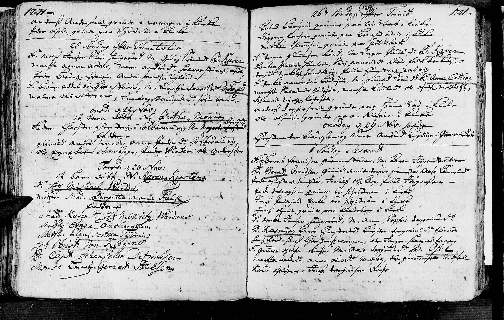 Øyestad sokneprestkontor, AV/SAK-1111-0049/F/Fa/L0004: Parish register (official) no. A 4, 1730-1750, p. 129