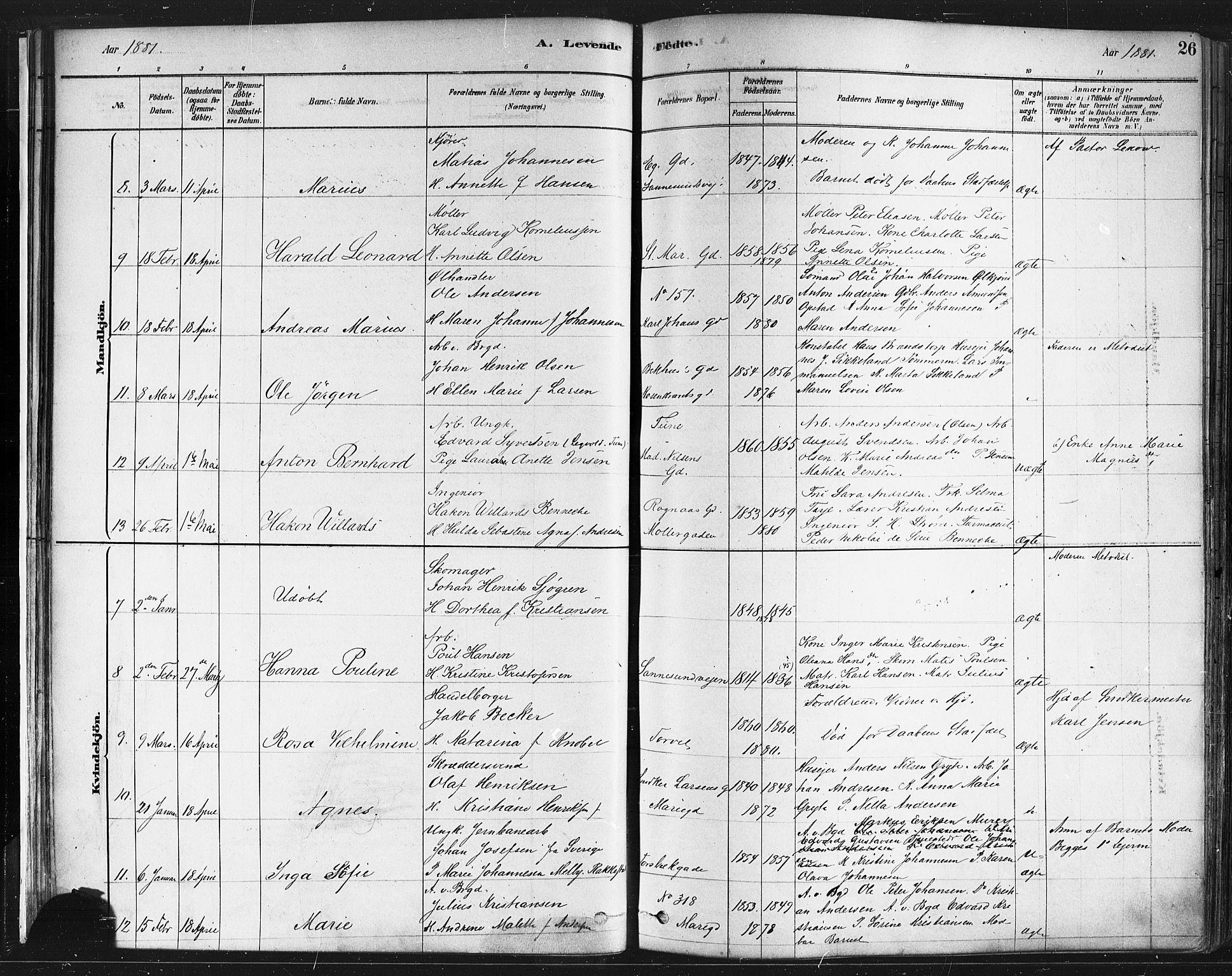 Sarpsborg prestekontor Kirkebøker, AV/SAO-A-2006/F/Fa/L0003: Parish register (official) no. 3, 1878-1891, p. 26