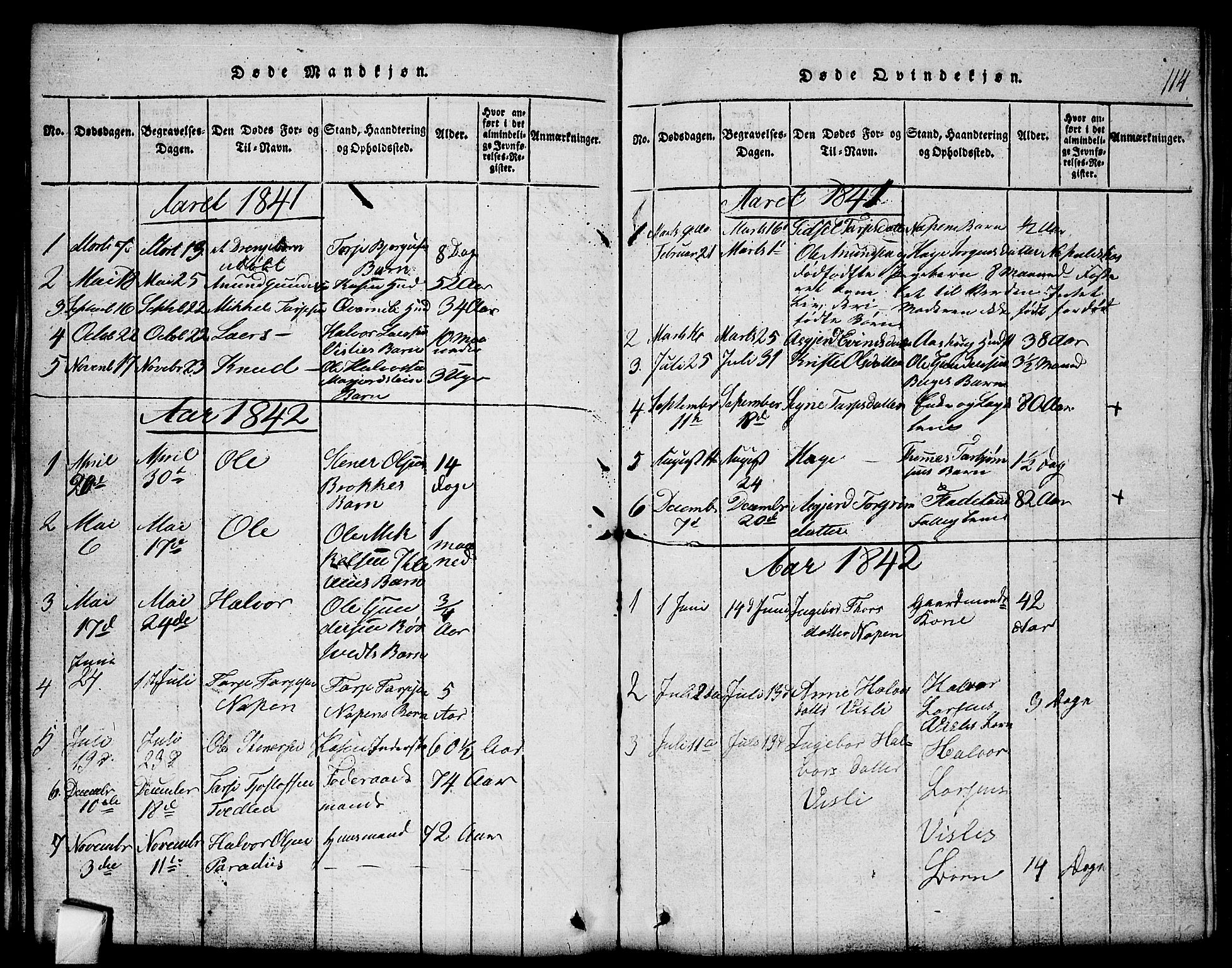 Mo kirkebøker, SAKO/A-286/G/Gb/L0001: Parish register (copy) no. II 1, 1814-1843, p. 114
