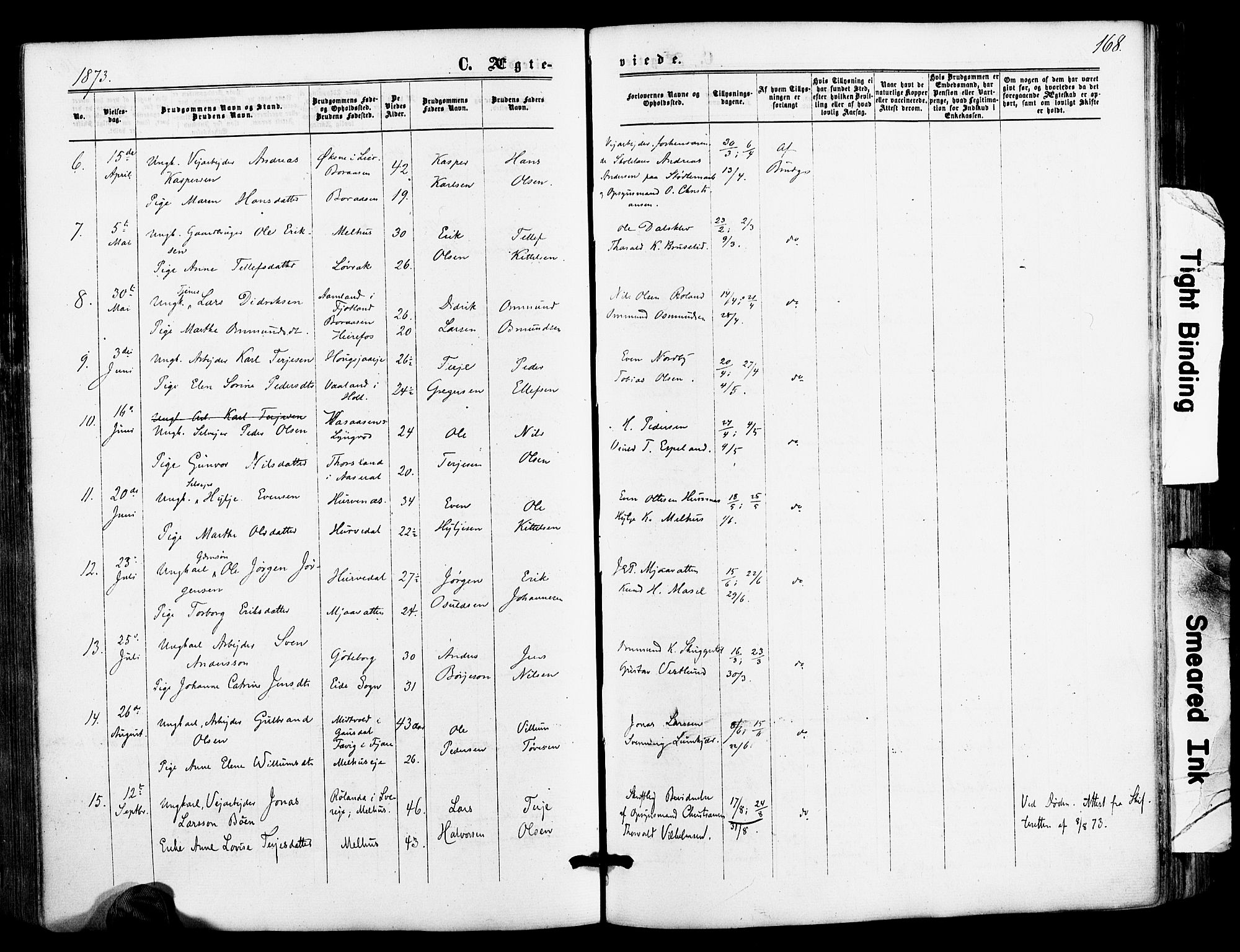 Froland sokneprestkontor, SAK/1111-0013/F/Fa/L0003: Parish register (official) no. A 3, 1864-1881, p. 168