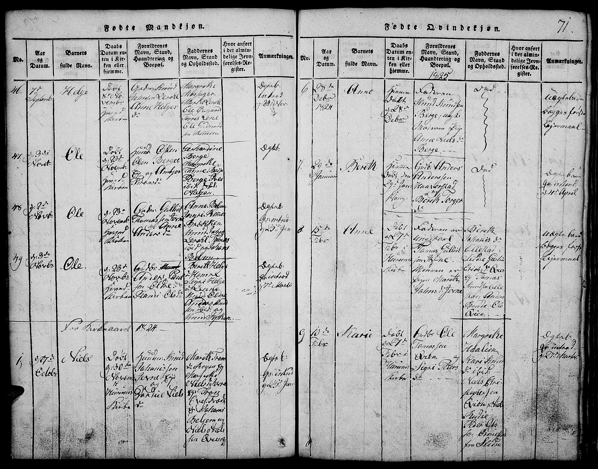 Vang prestekontor, Valdres, SAH/PREST-140/H/Hb/L0002: Parish register (copy) no. 2, 1814-1889, p. 71
