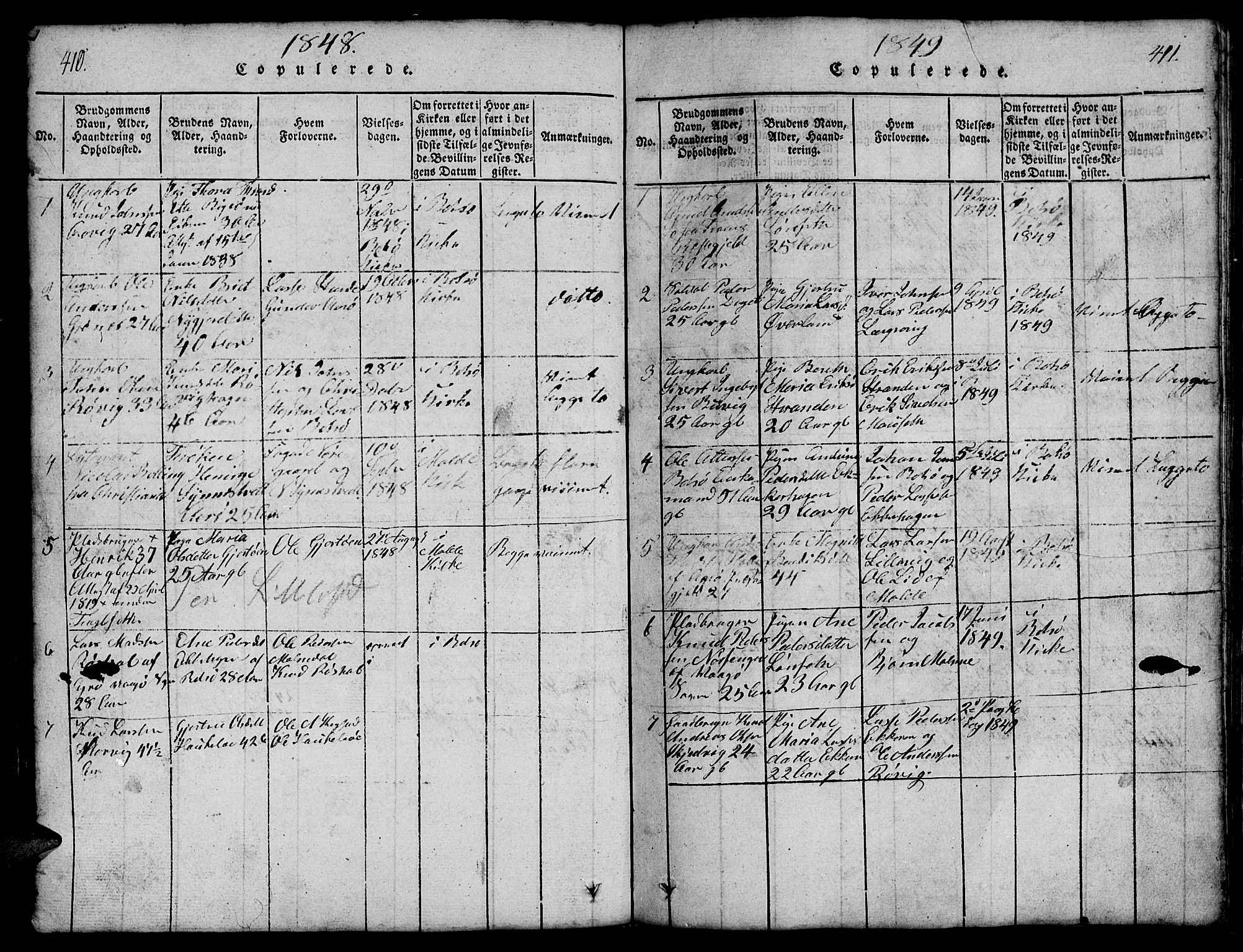 Ministerialprotokoller, klokkerbøker og fødselsregistre - Møre og Romsdal, SAT/A-1454/555/L0665: Parish register (copy) no. 555C01, 1818-1868, p. 410-411