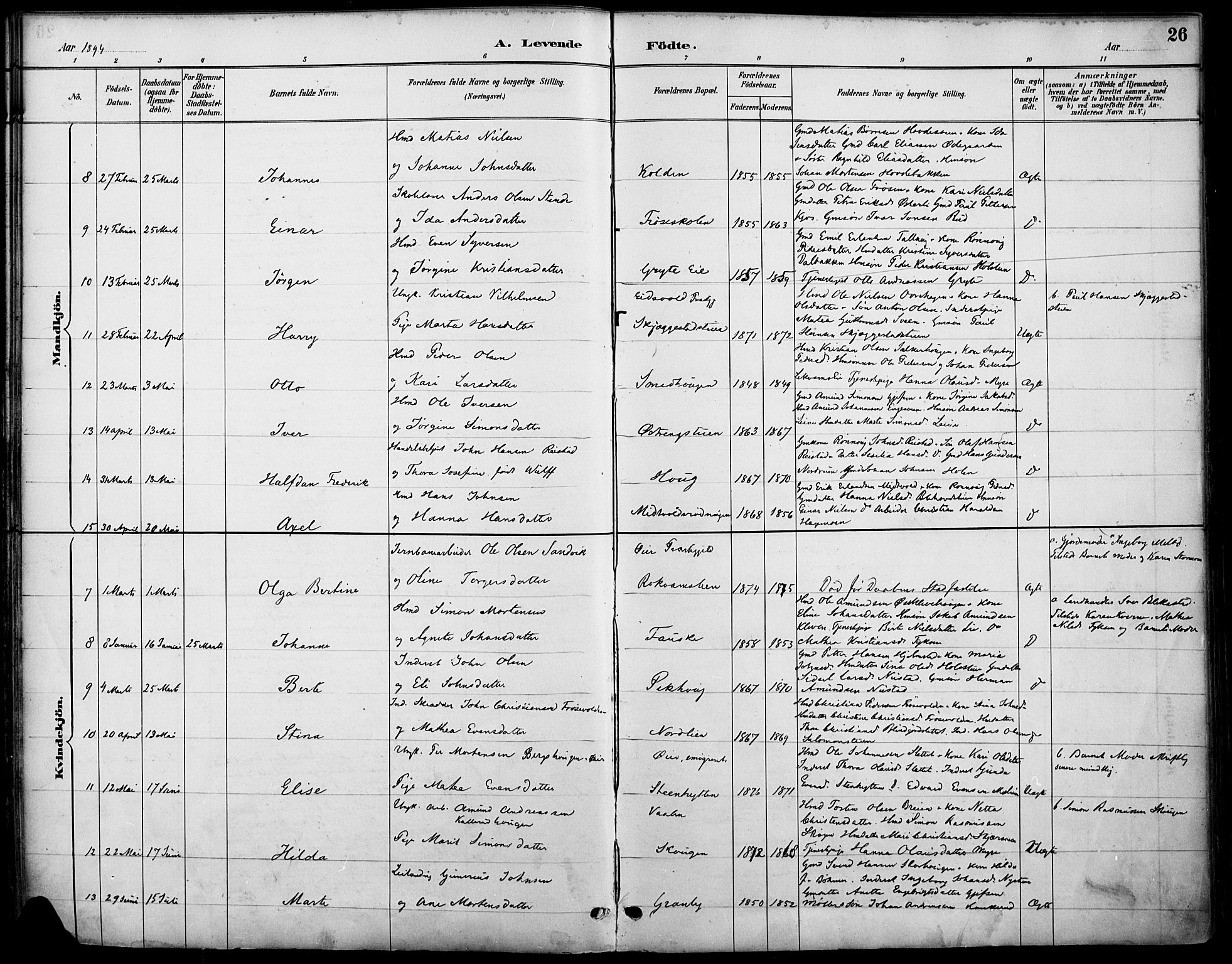 Østre Gausdal prestekontor, AV/SAH-PREST-092/H/Ha/Haa/L0002: Parish register (official) no. 2, 1887-1897, p. 26