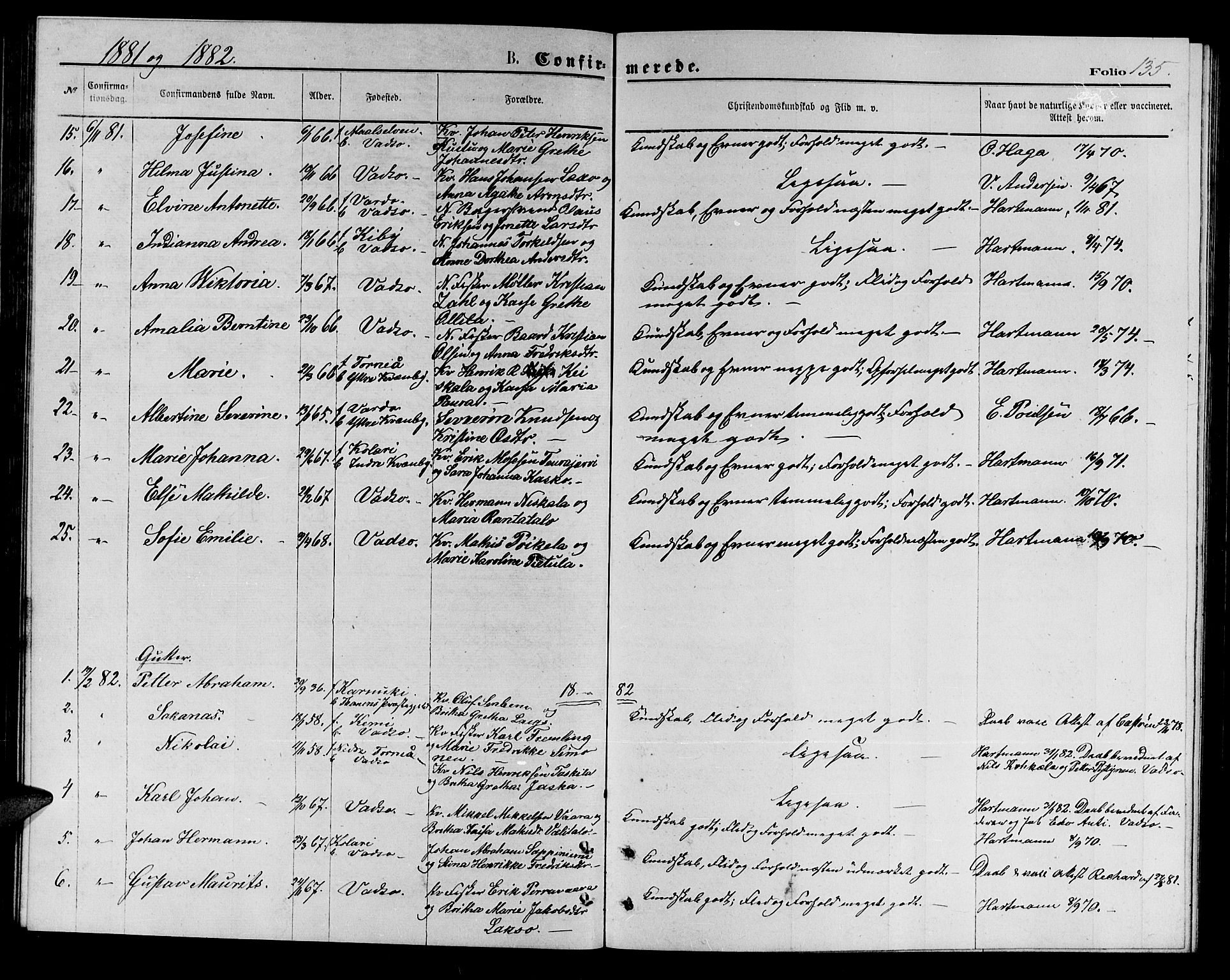 Vadsø sokneprestkontor, SATØ/S-1325/H/Hb/L0002klokker: Parish register (copy) no. 2, 1875-1884, p. 135