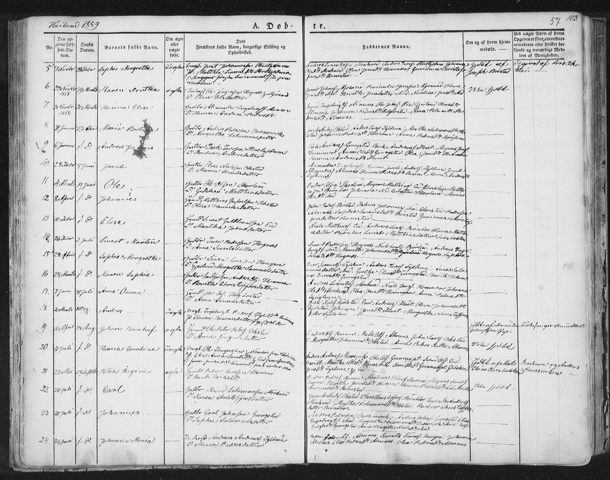 Ministerialprotokoller, klokkerbøker og fødselsregistre - Nord-Trøndelag, SAT/A-1458/758/L0513: Parish register (official) no. 758A02 /2, 1839-1868, p. 57
