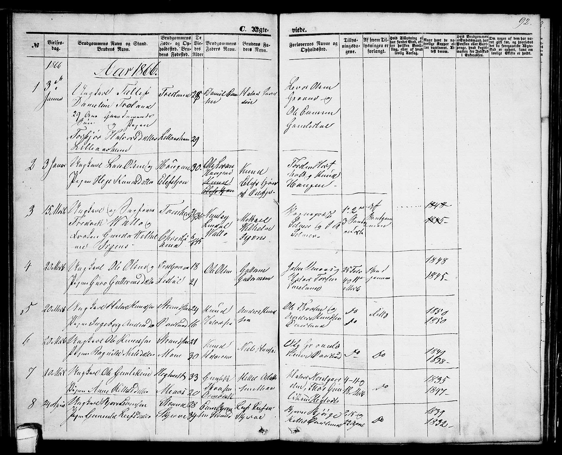 Seljord kirkebøker, AV/SAKO-A-20/G/Ga/L0003: Parish register (copy) no. I 3, 1866-1873, p. 92